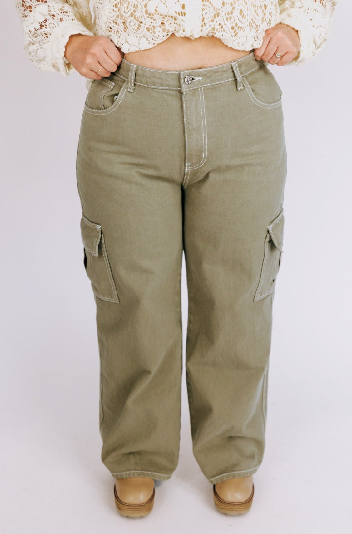 Plus Khaki Cargo Jeans