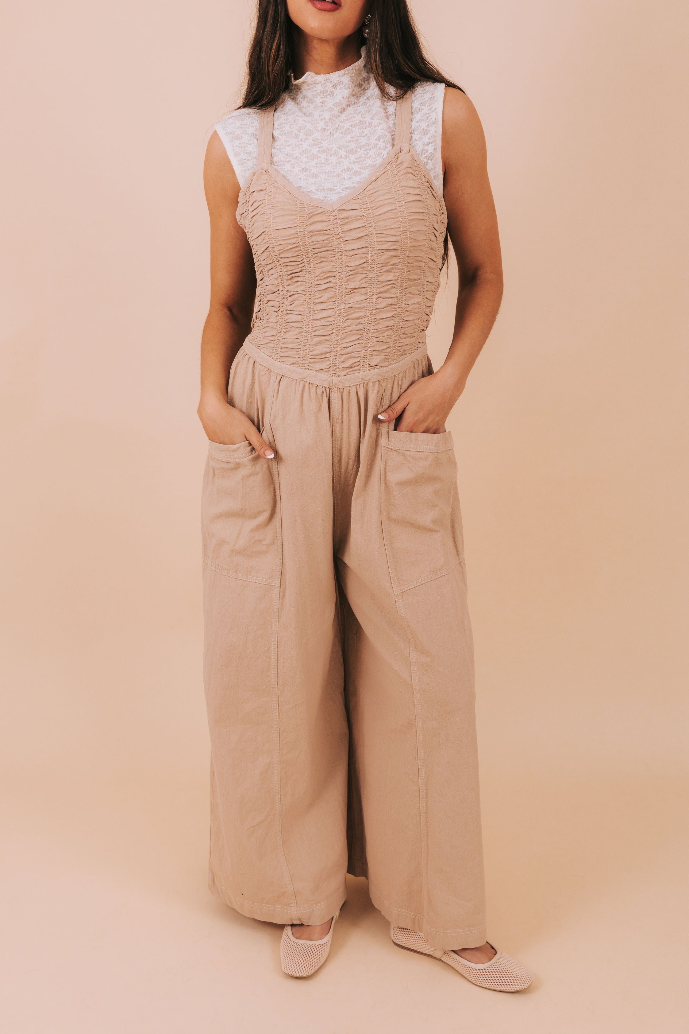FREE PEOPLE - Forever And Always Ruched One-Piece Jumpsuit