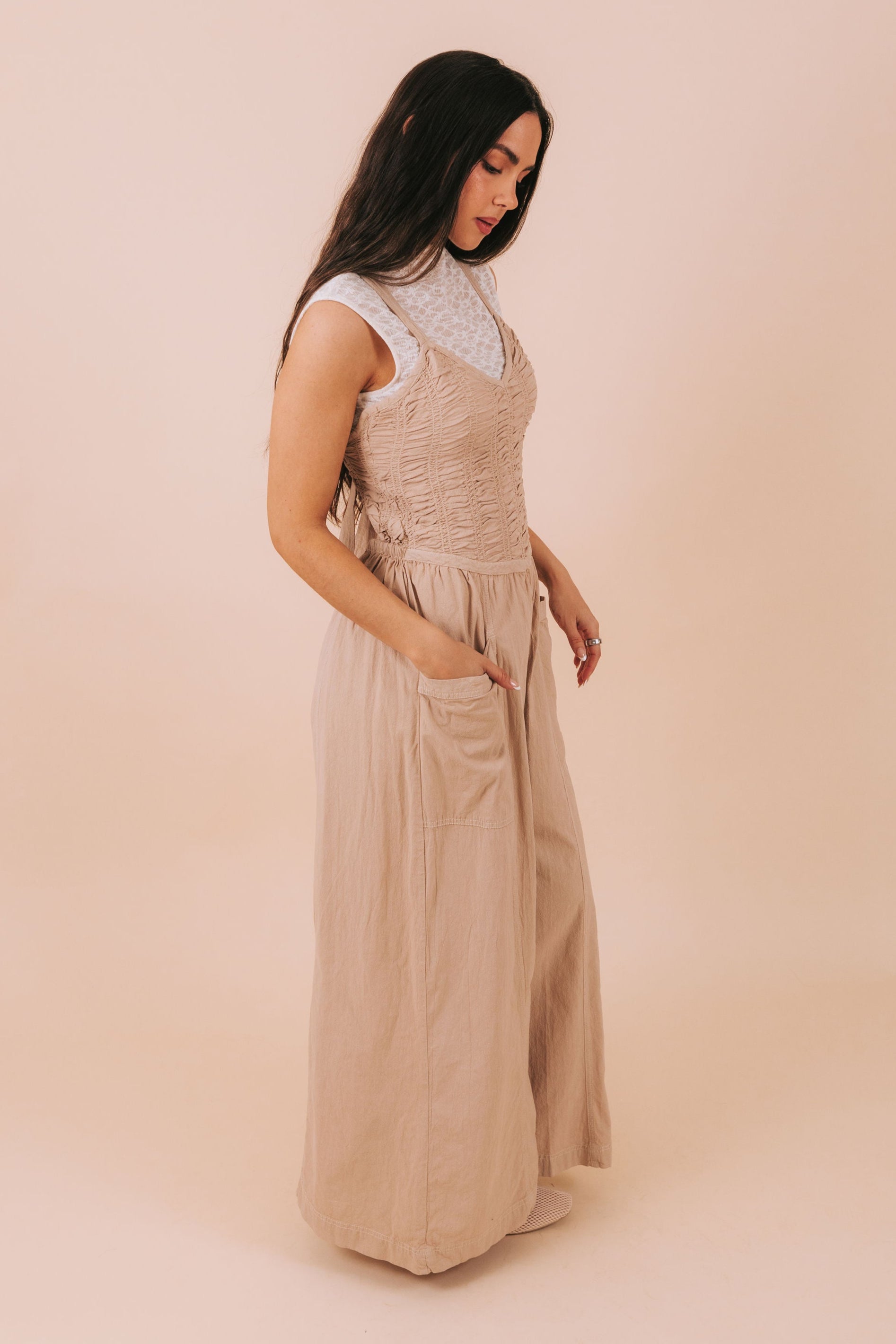 FREE PEOPLE - Forever And Always Ruched One-Piece Jumpsuit