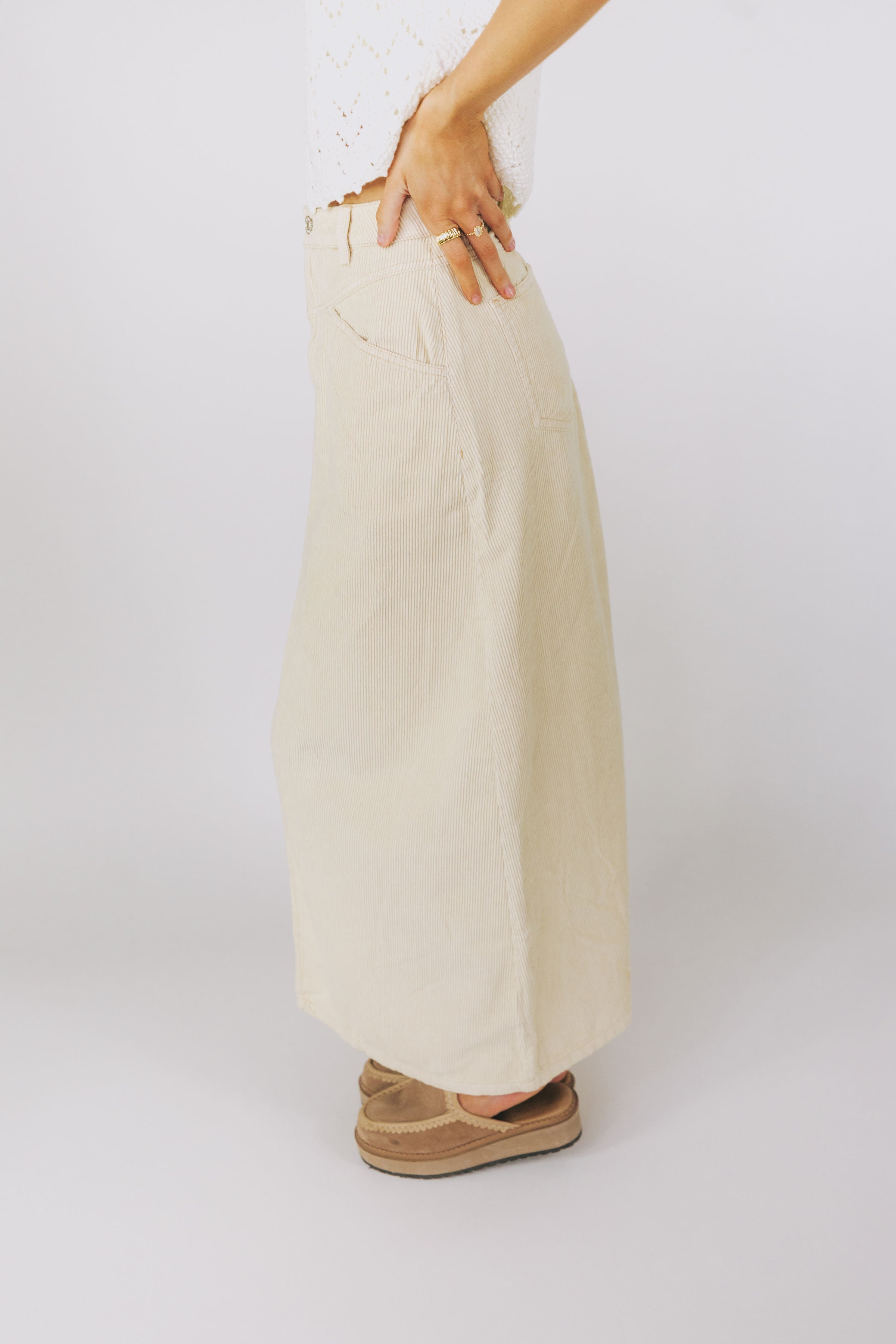 FREE PEOPLE - Come As You Are Cord Maxi Skirt