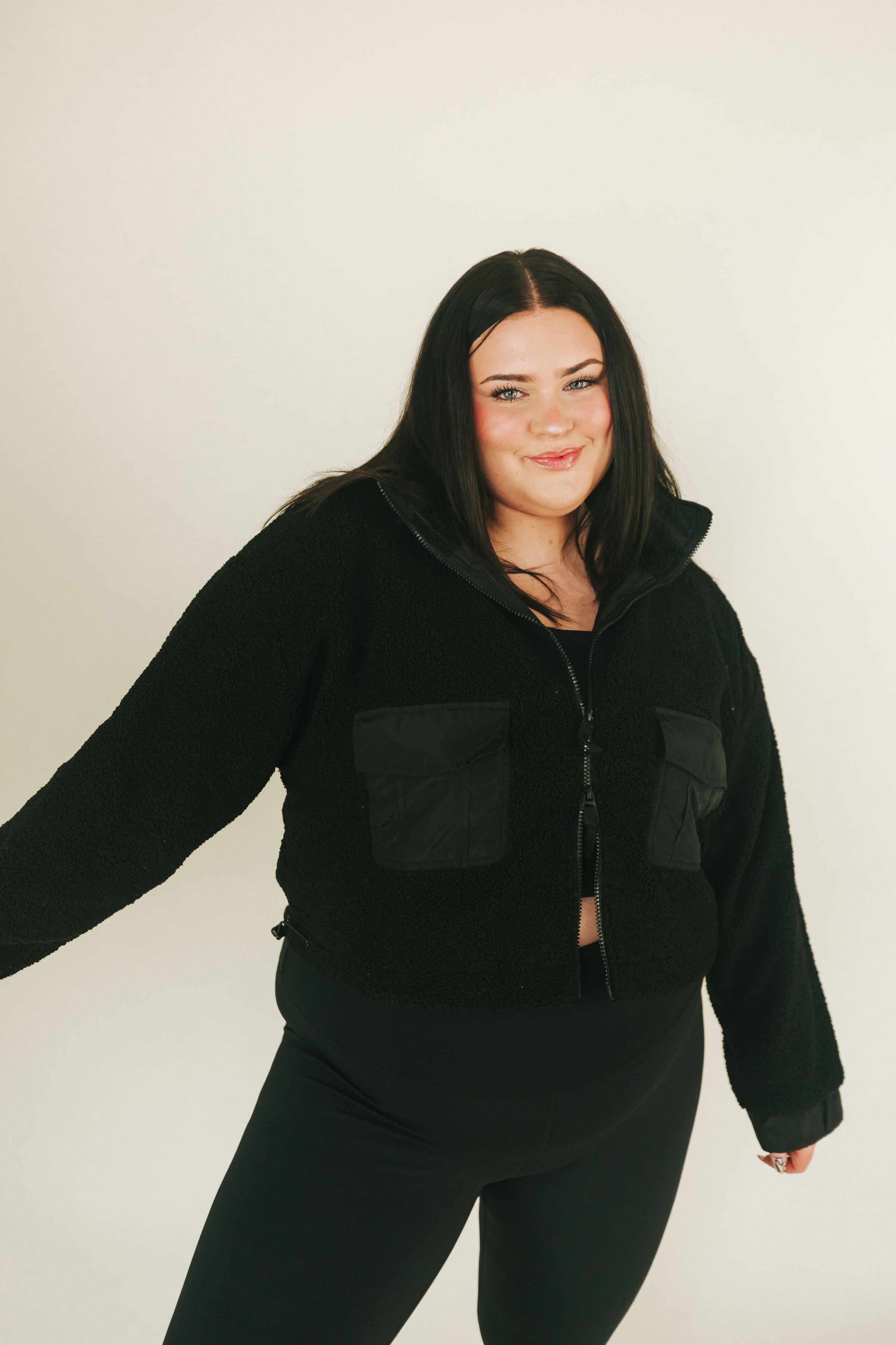 PLUS SIZE - I Fall For You Sherpa Jacket