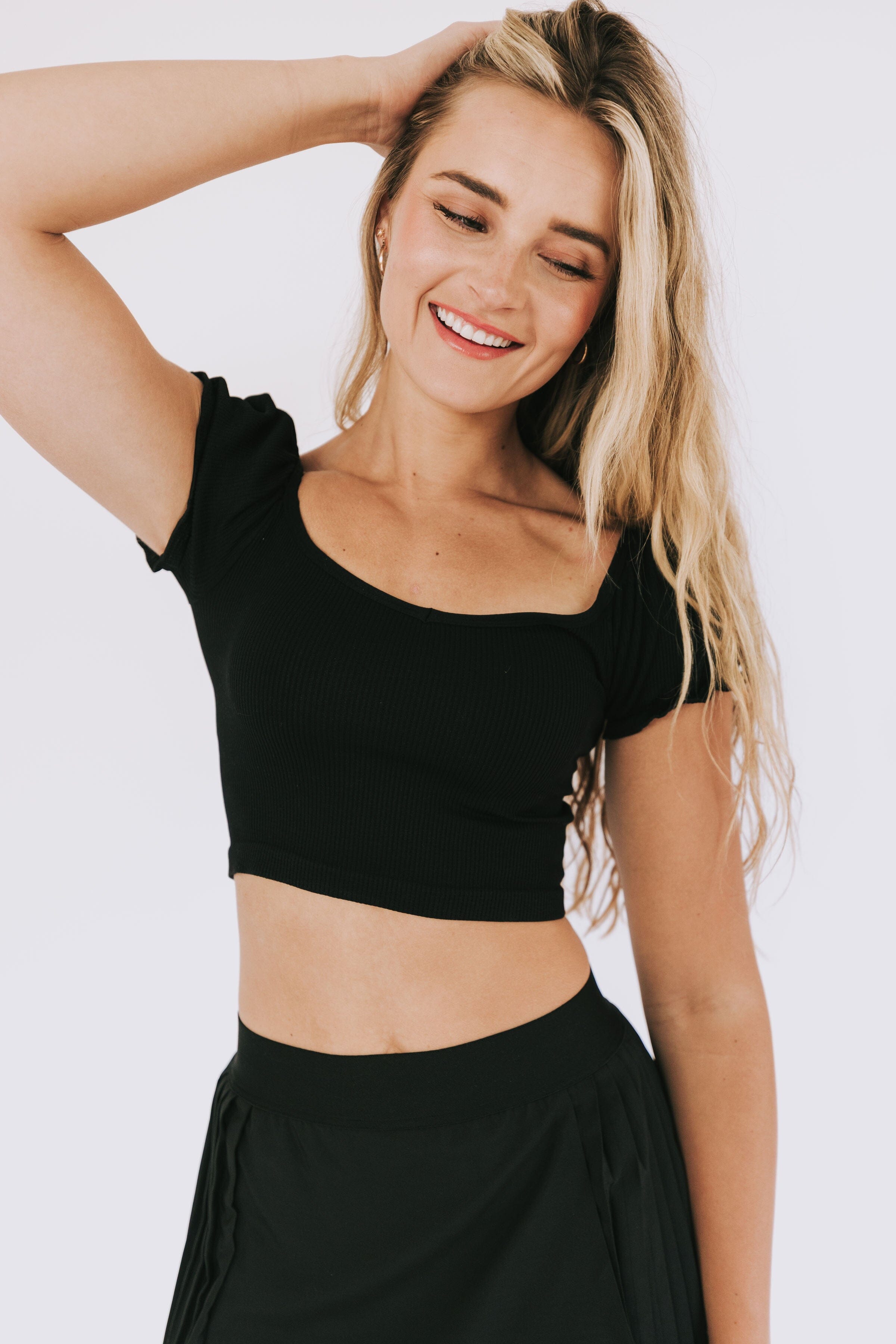 FREE PEOPLE - Happiness Runs Puff Sleeve Crop Tank