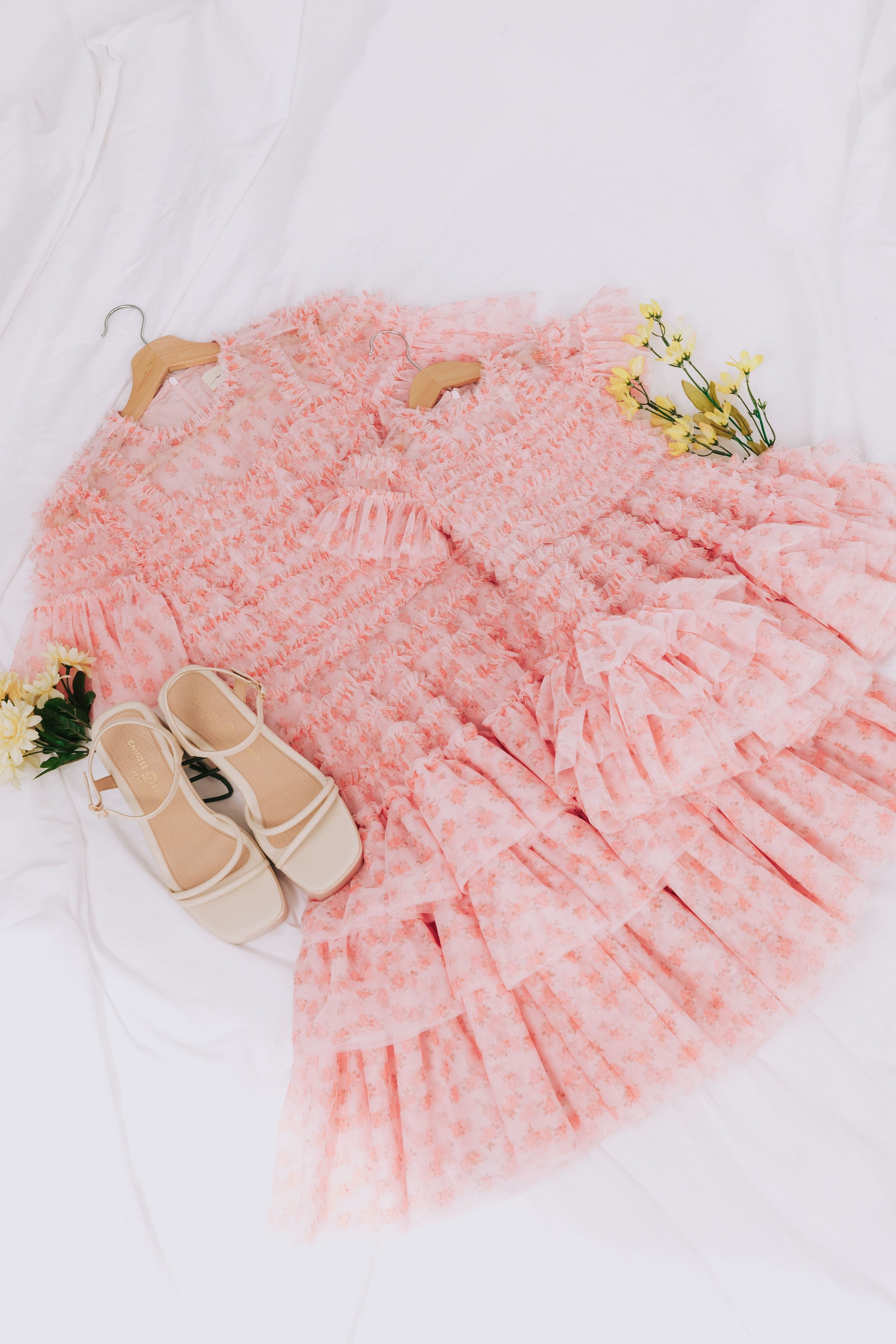 pink ripple floral dress Stella Ruffle Dress-Pink Floral Sadie's of Fairhope