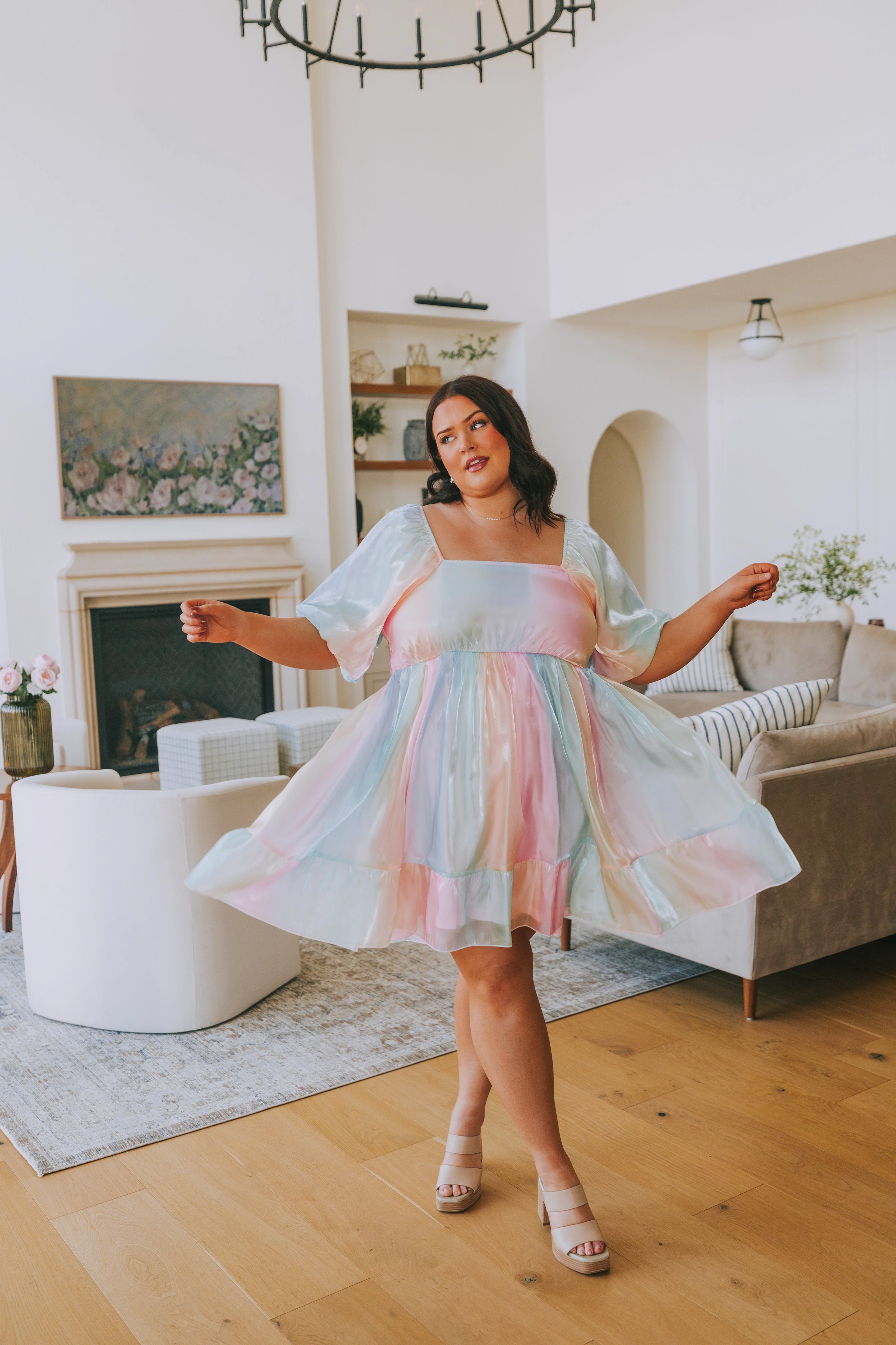 パーティードレス Short-Sleeve Multicolored Silk Dress Short-Sleeve 2-Piece Novelty Jacket Dress | Blair