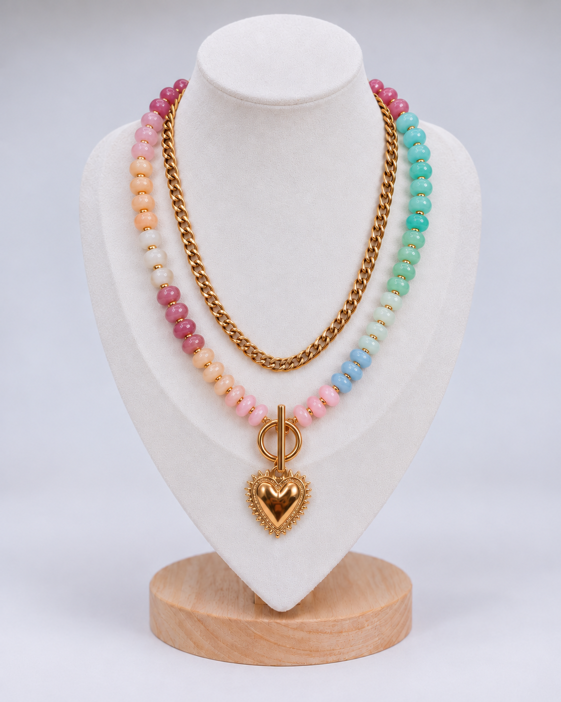 Blushing Beauty Layered Heart Necklace