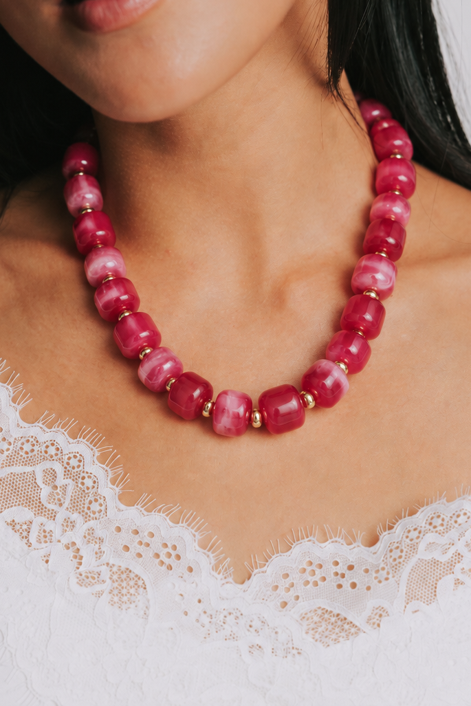 Pink Champagne Beaded Necklace