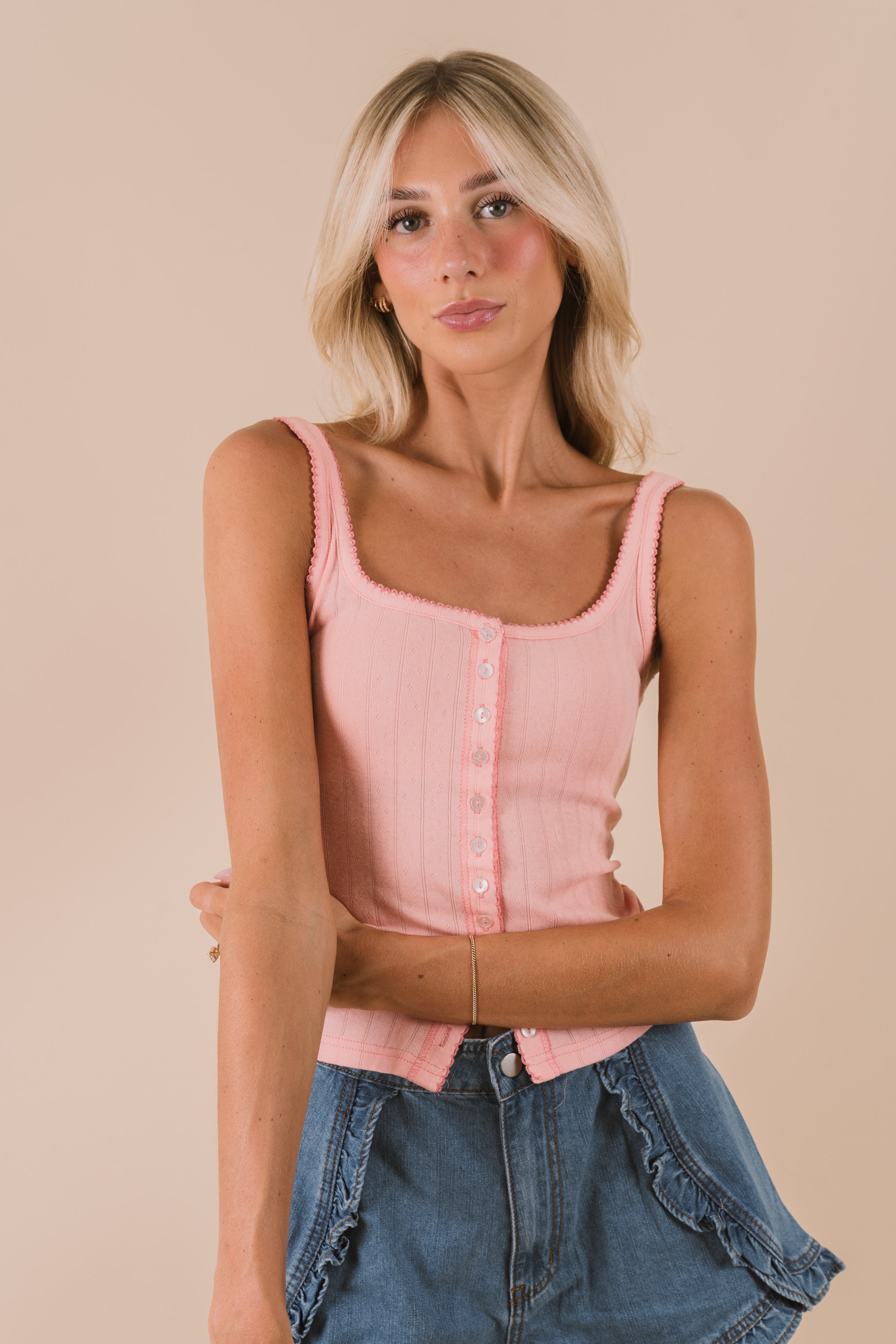FREE PEOPLE - End Game Pointelle Tank