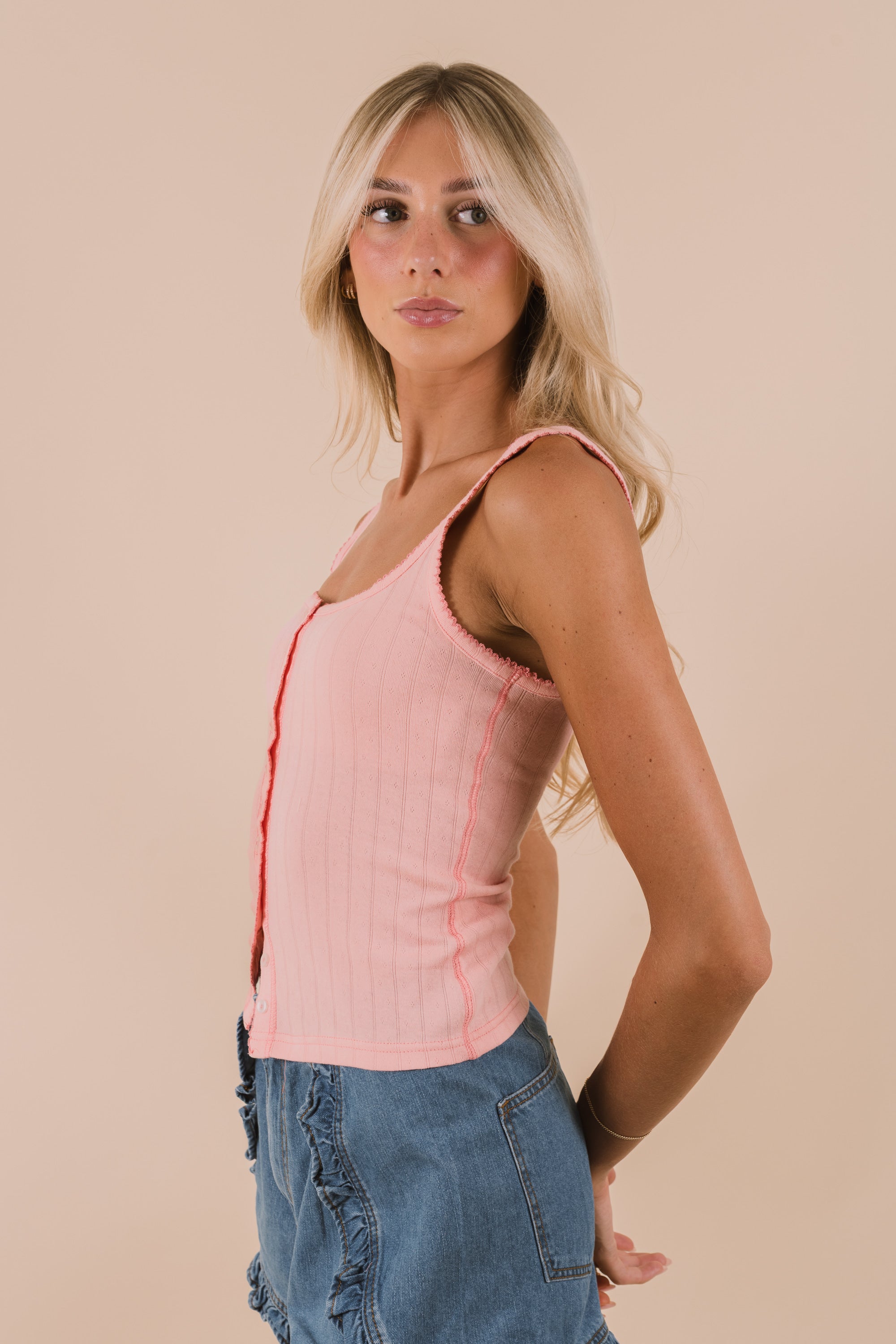 FREE PEOPLE - End Game Pointelle Tank