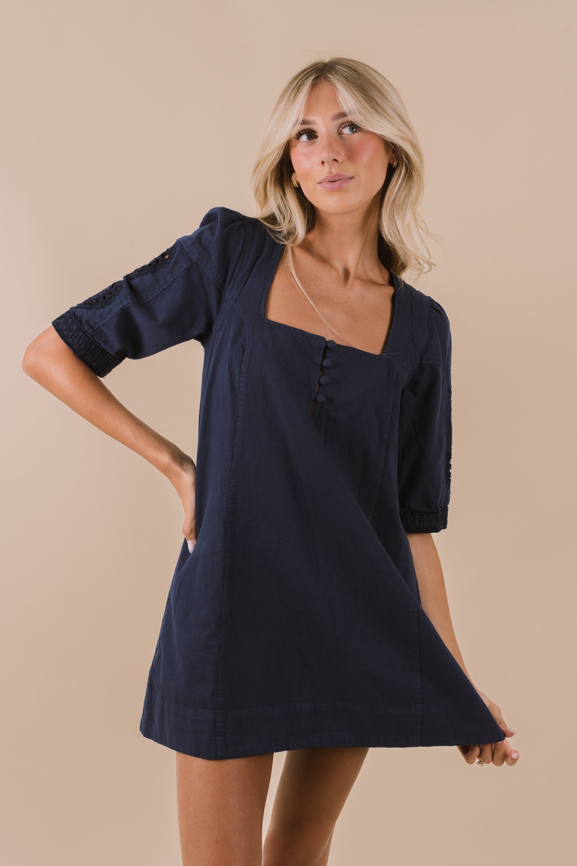 Free People Women's Bali Hazel Hearts Minidress - Blue - Mini Dresses Free People Women's Bali Hazel Hearts Minidress - Blue - Mini Dresses