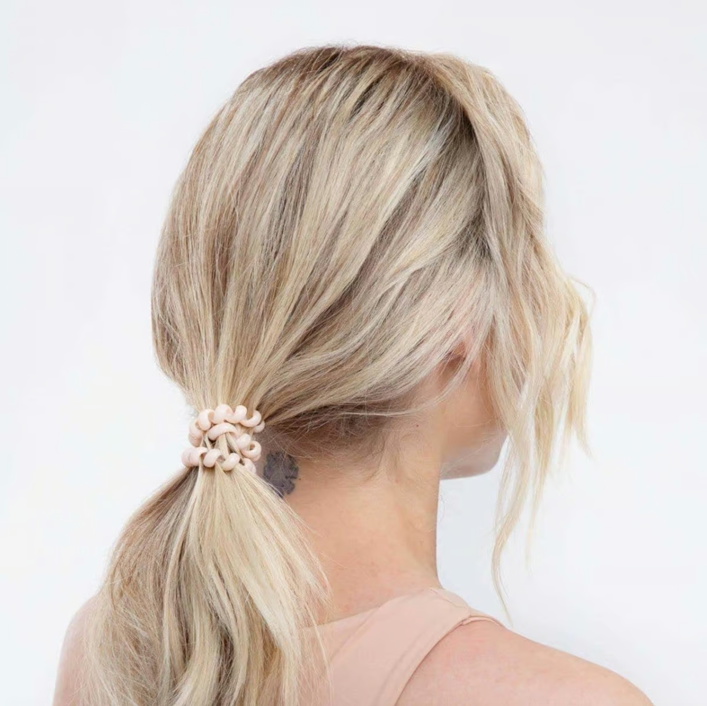 KITSCH -Spiral Hair Ties 4 Pc - Large Nude