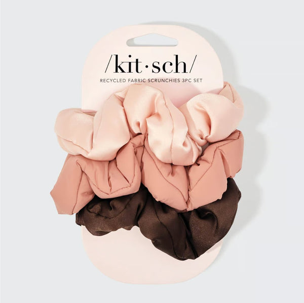 KITSCH - Recycled Fabric Cloud Scrunchies 3pc Set - Rosewood display picture 2