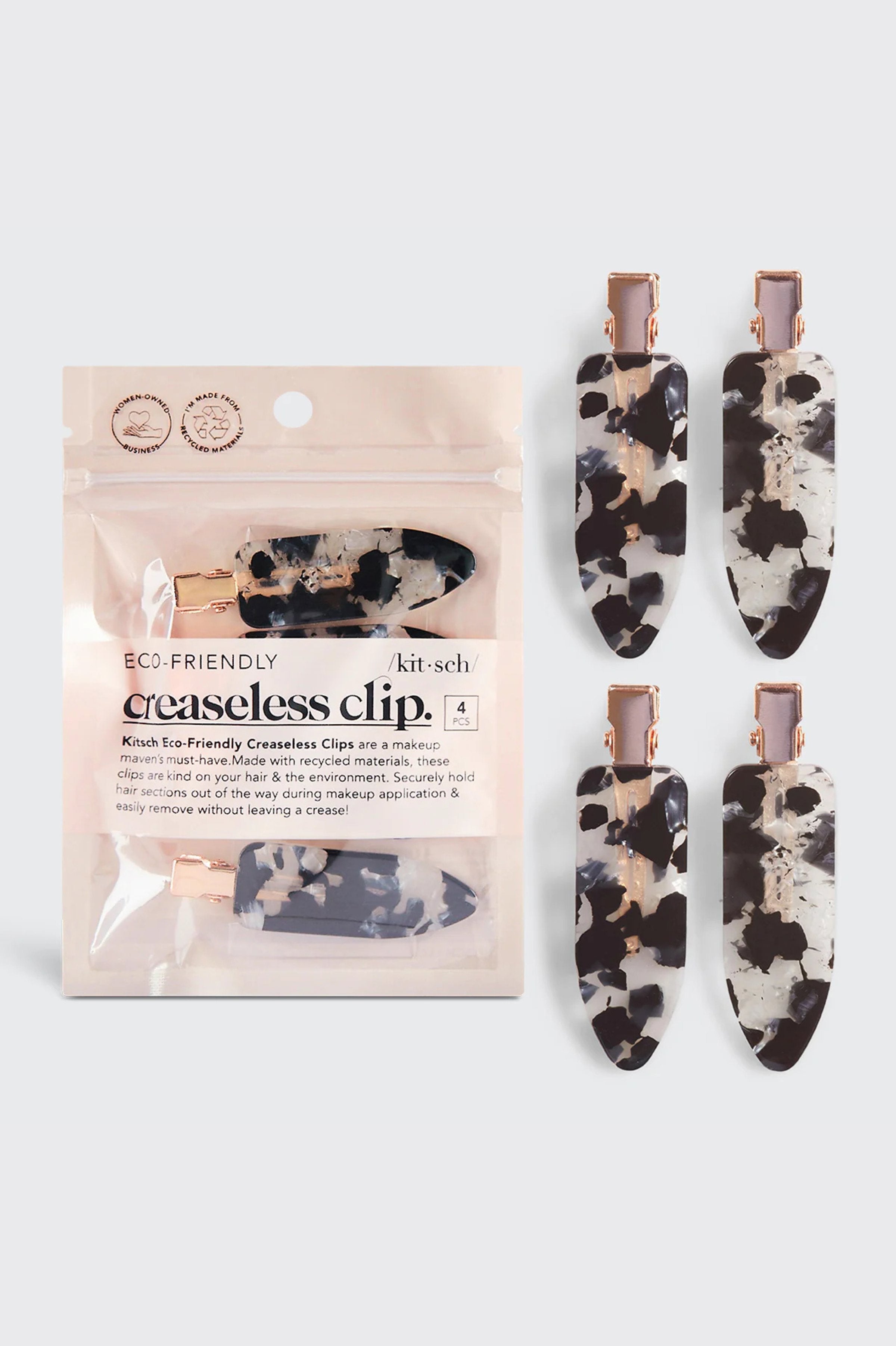 KITSCH - Eco-Friendly Creaseless Clips 4pc Set - Black Terrazzo 