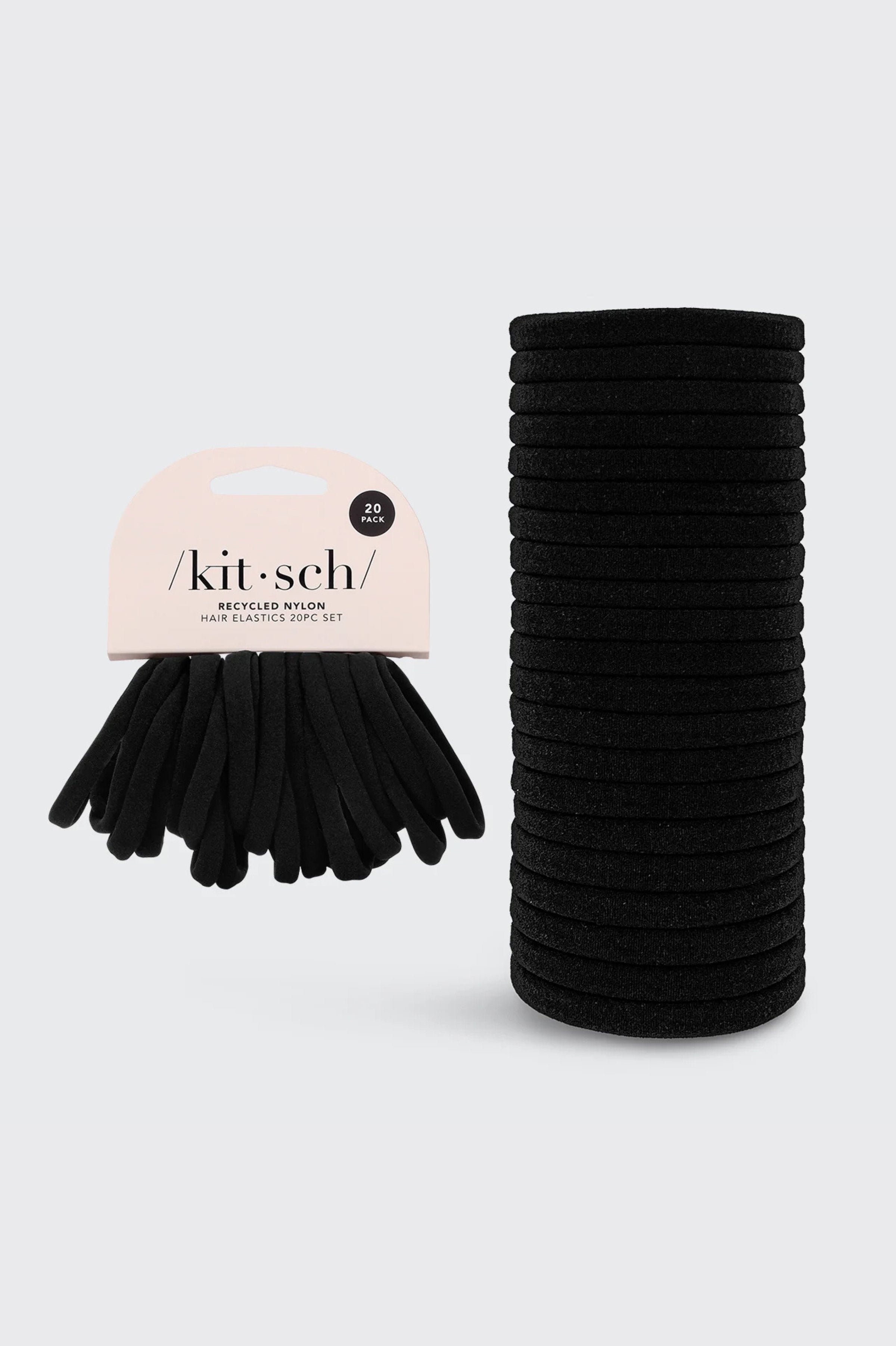 KITSCH - Elastic Hair Ties 20 Pack - Black 
