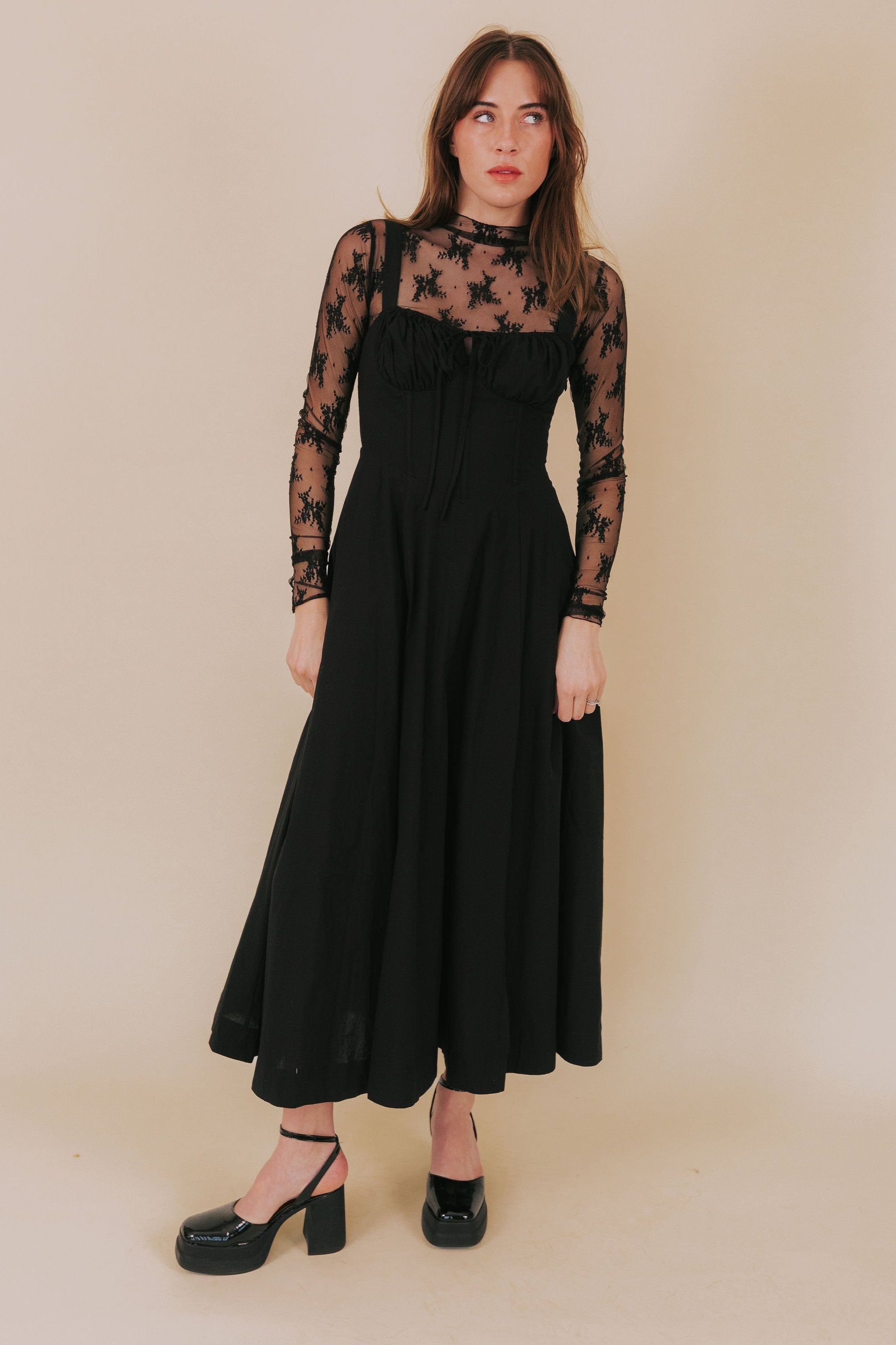 black corset maxi dress full