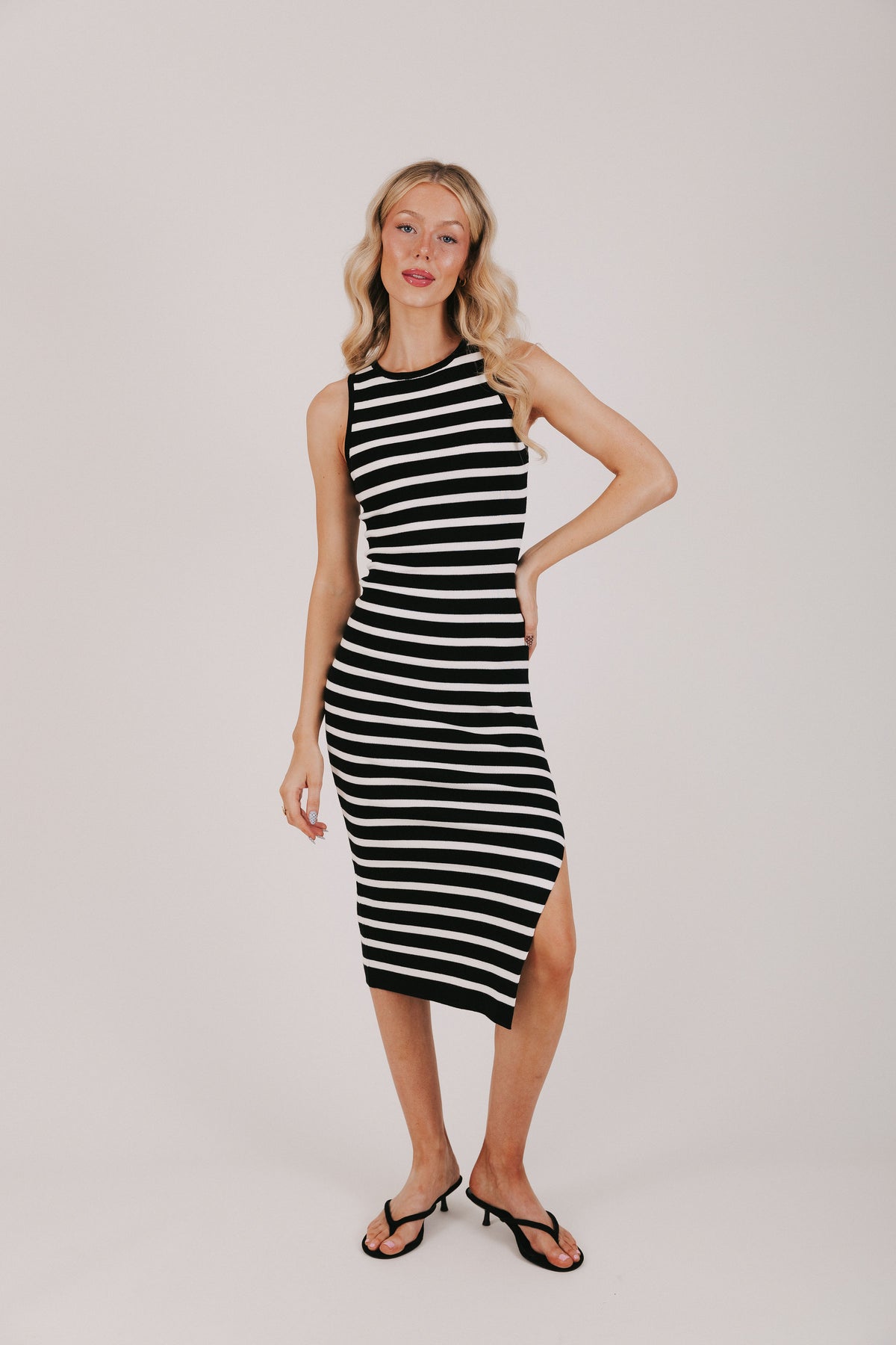 black and white striped fitted dress My Good Side M / JOANKDMI Elegant Dresses for ebony Size:XXS (4) defining drape