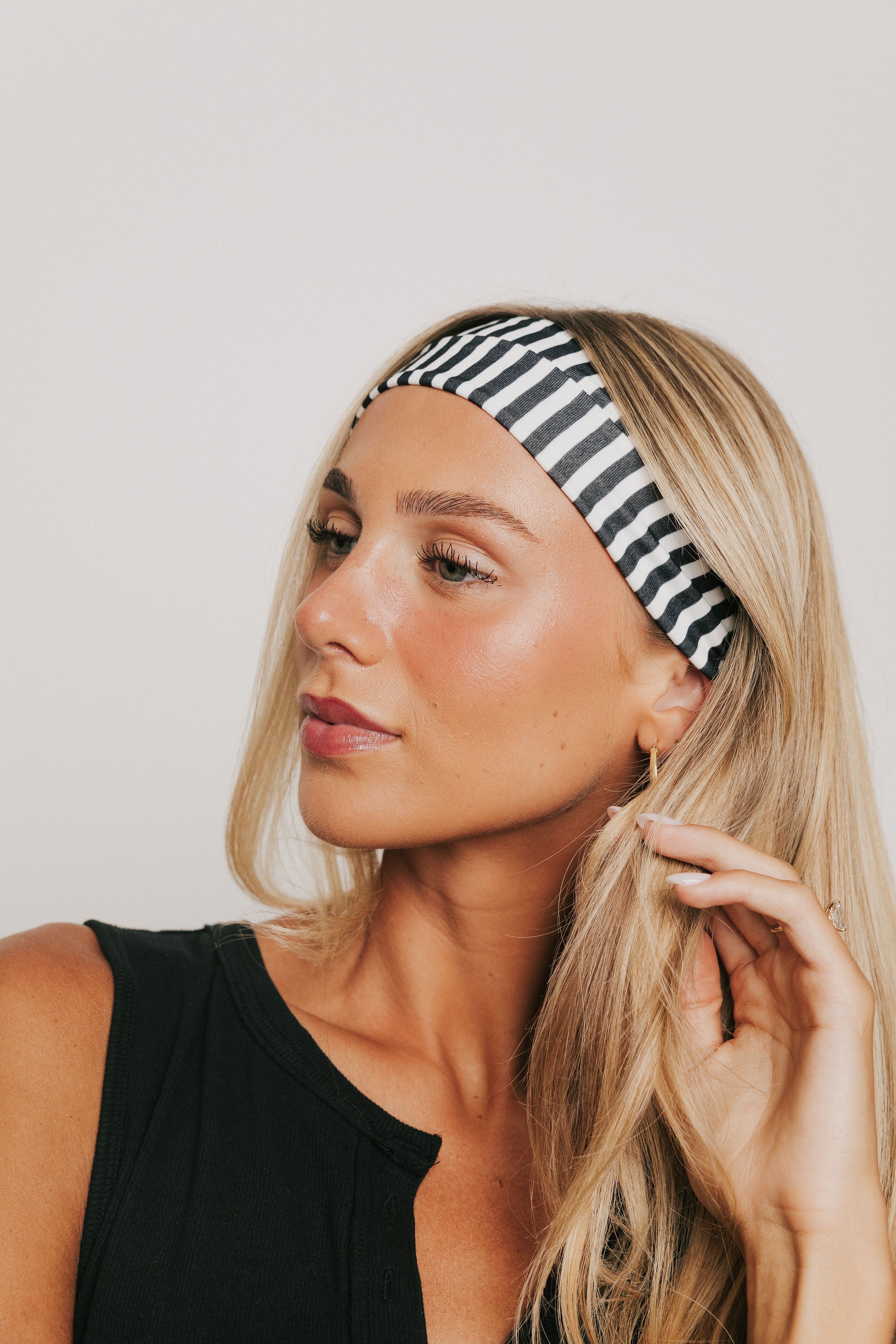 black and white striped headband 