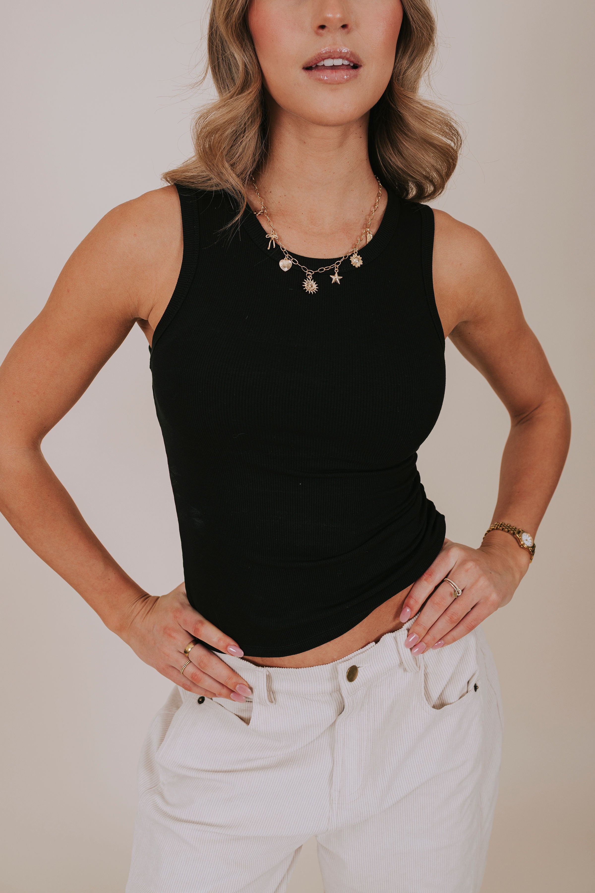 black stretch tank detail