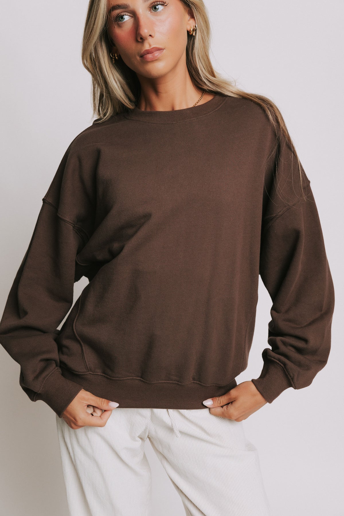 brown terry cloth sweatshirt front
