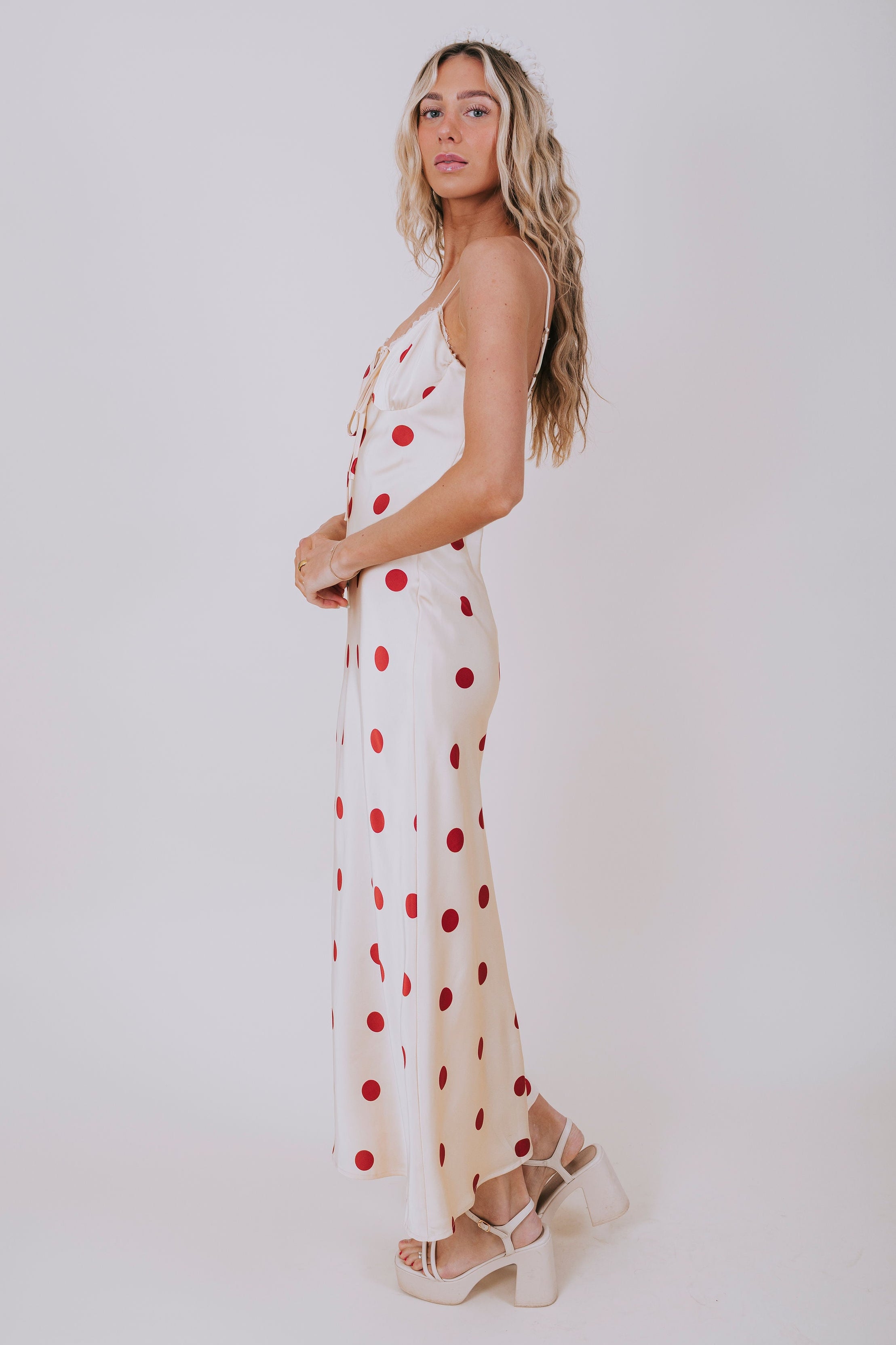 fitted lace wedding dress Mustard Yellow With Bright Red Cotton Maxi Dress main image 1