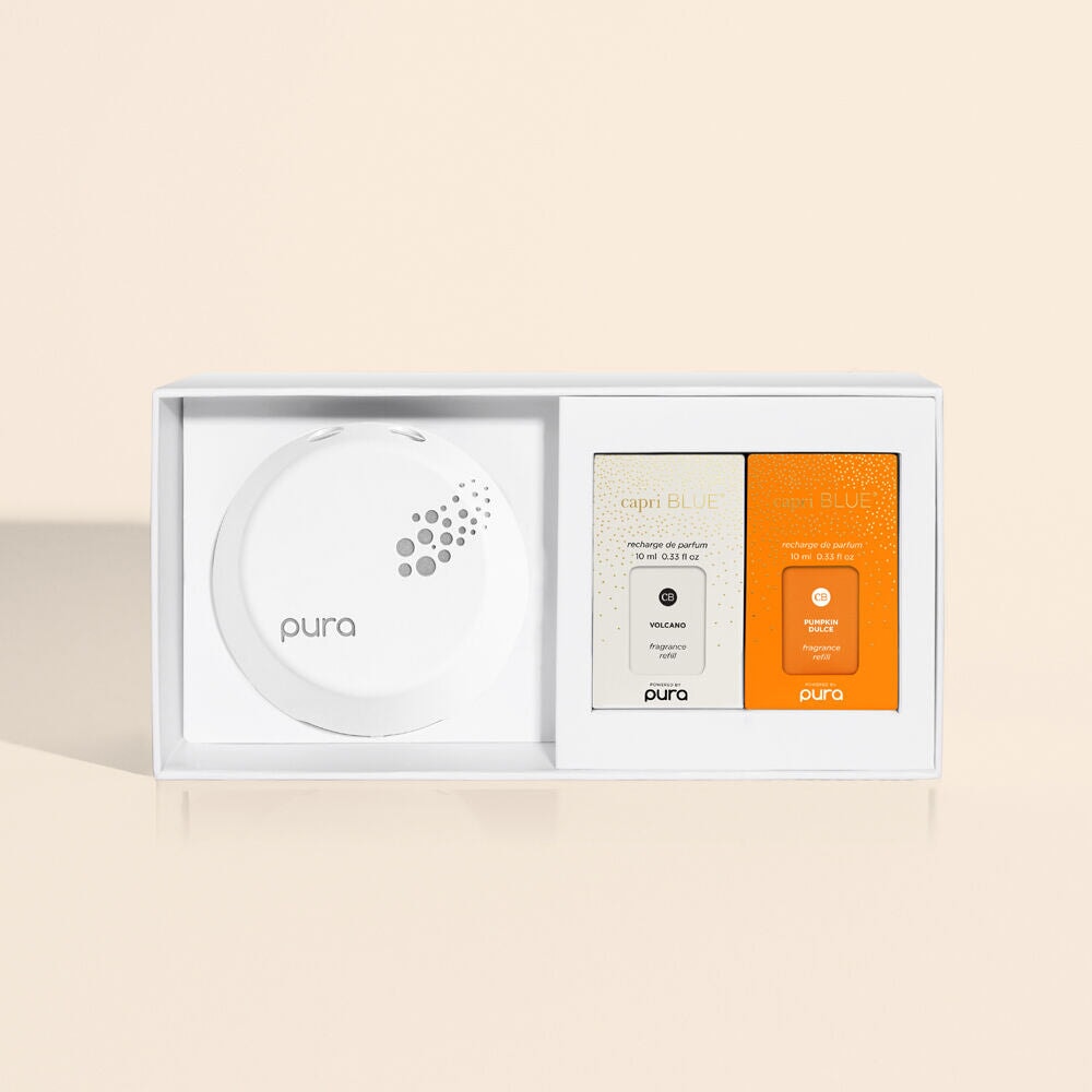 CAPRI BLUE - CB + Pura Smart Home Diffuser Kit, Pumpkin Dulce & Volcano 