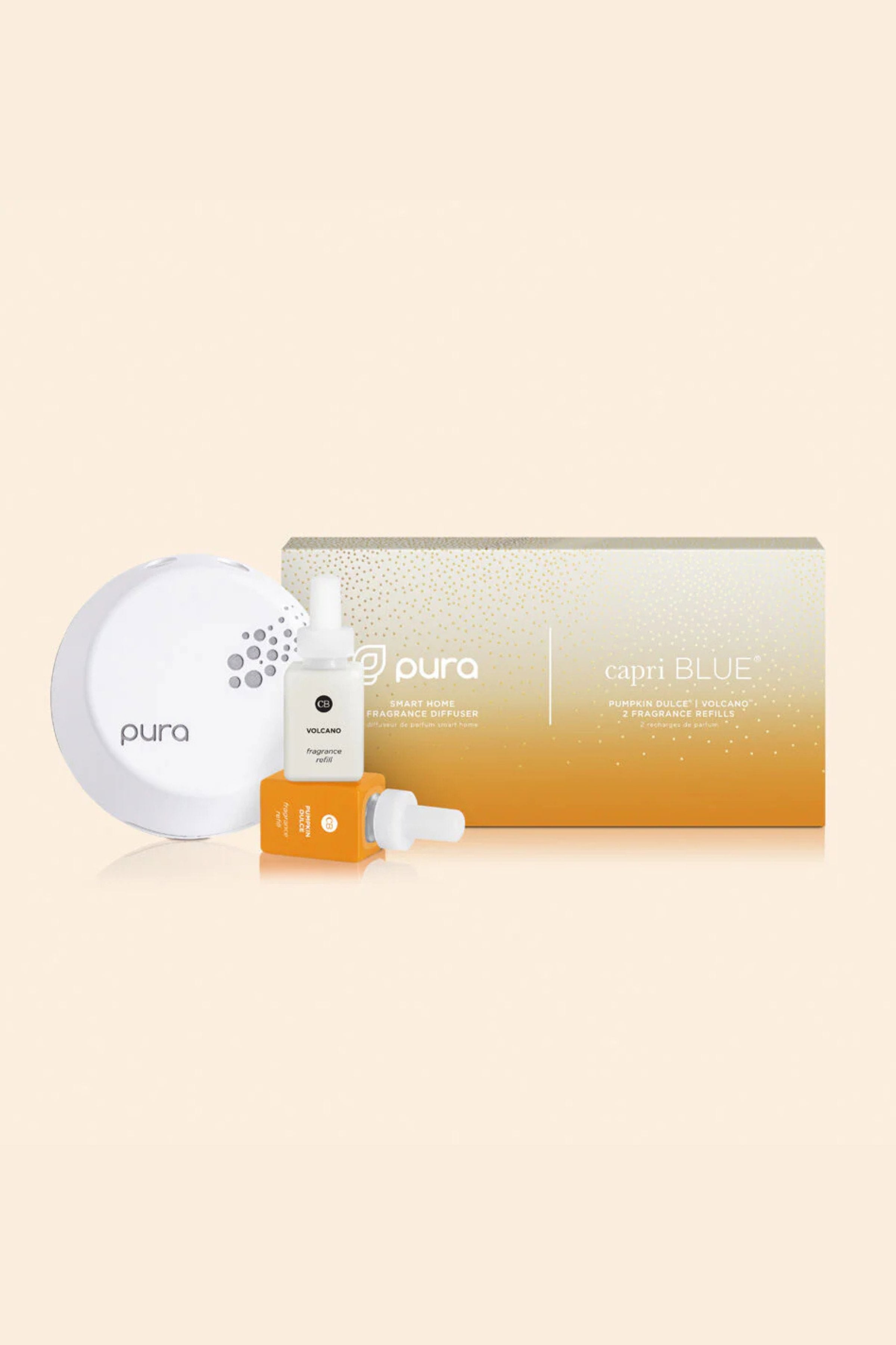 CAPRI BLUE - CB + Pura Smart Home Diffuser Kit, Pumpkin Dulce & Volcano 
