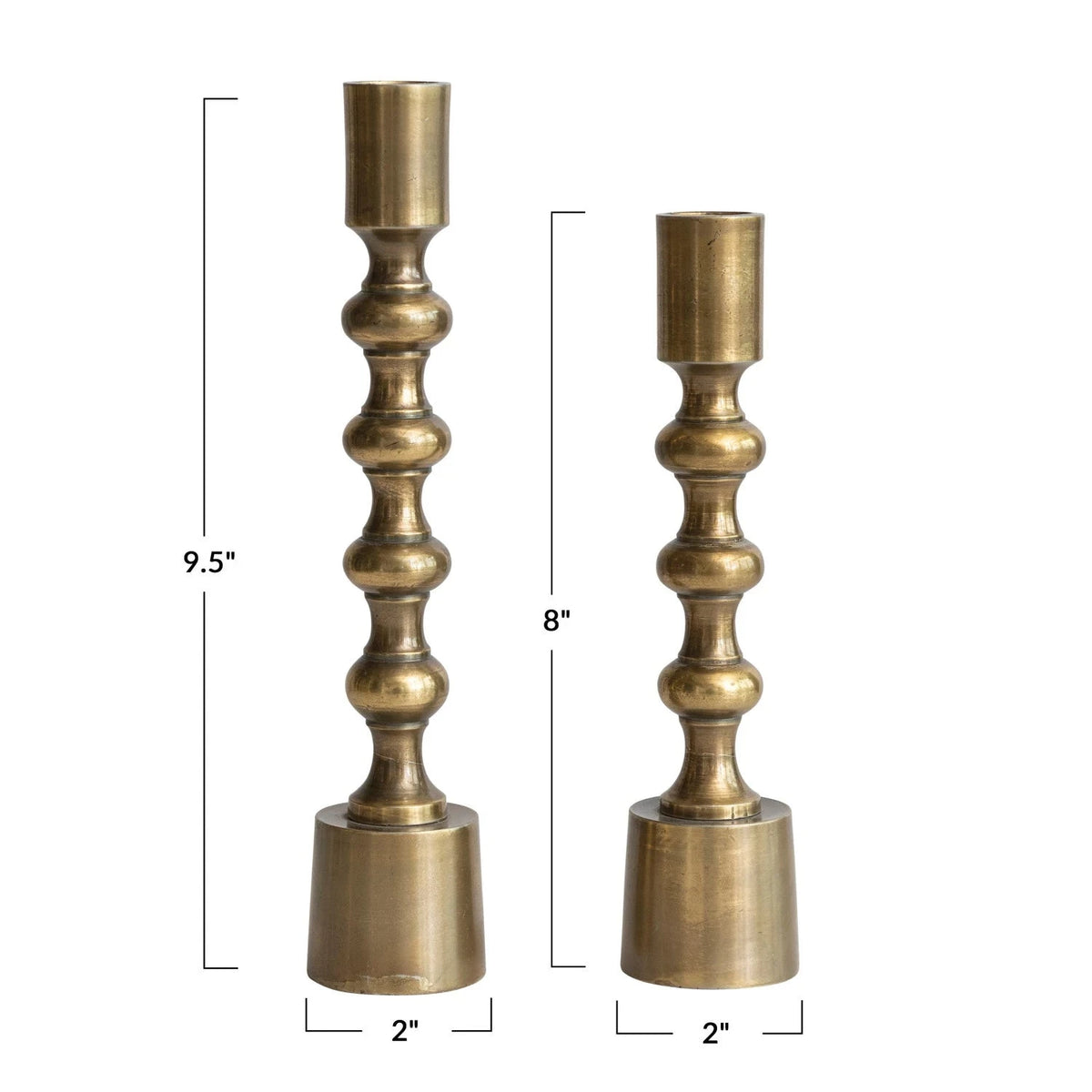 Cast Aluminum Taper Holders, Antique Gold Finish, Set of 2 