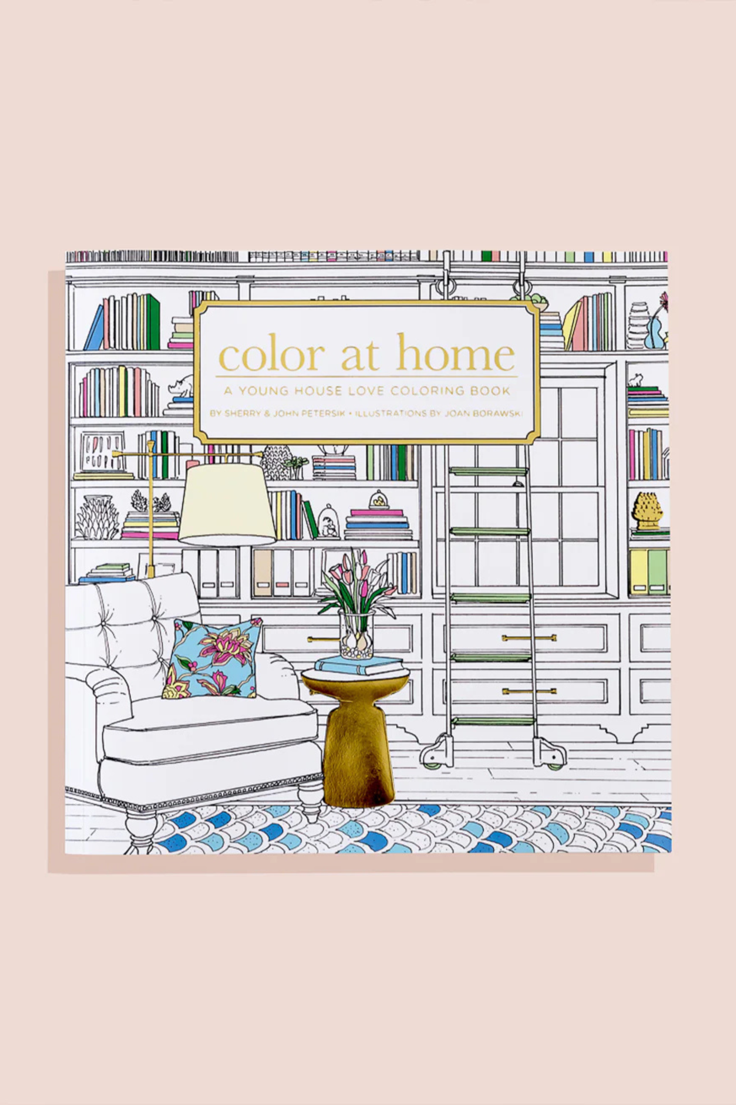 Book cover of 'Color at Home' with a living room illustration on a beige background