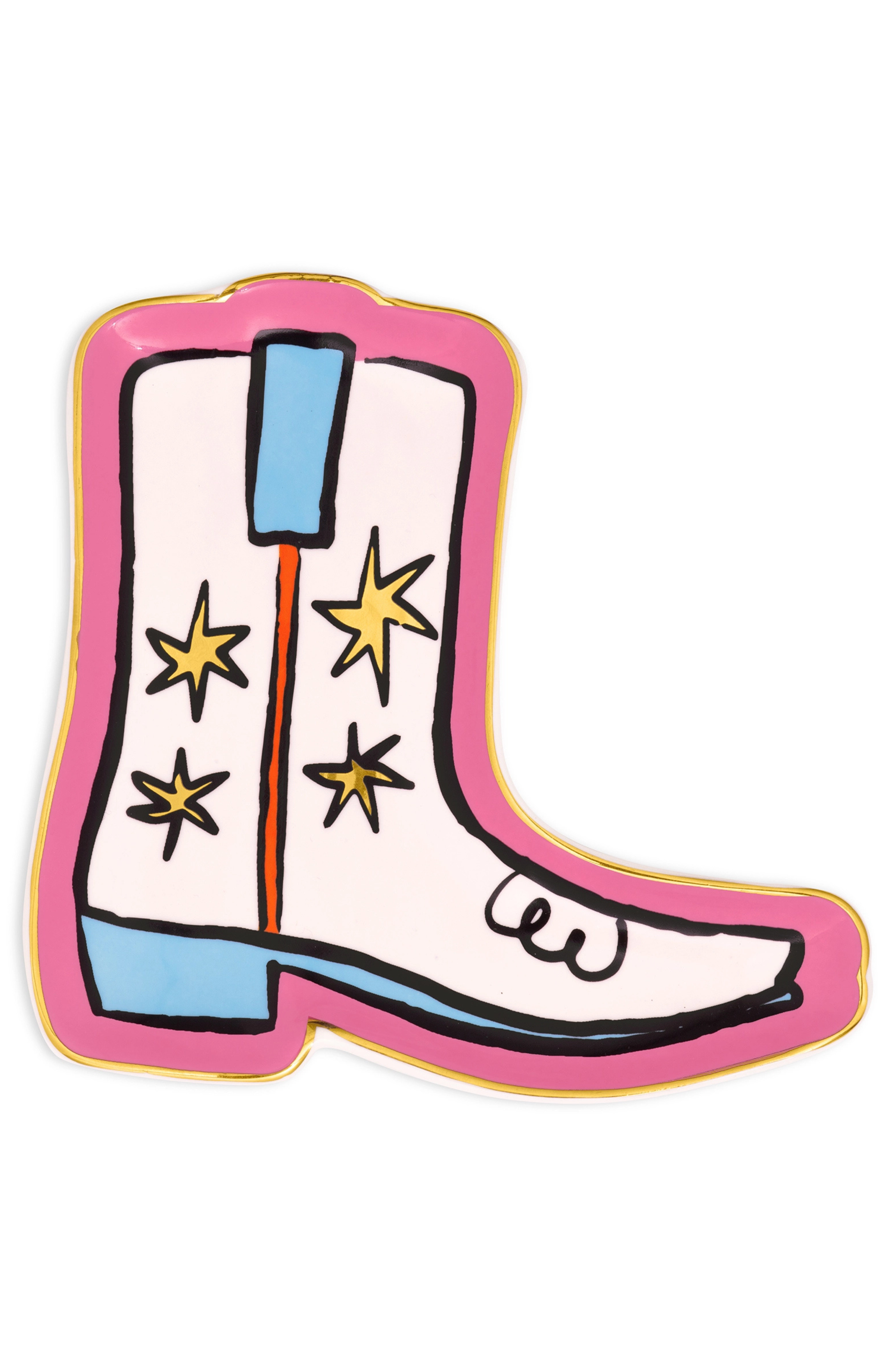 Colorful cowboy boot with stars on a white background