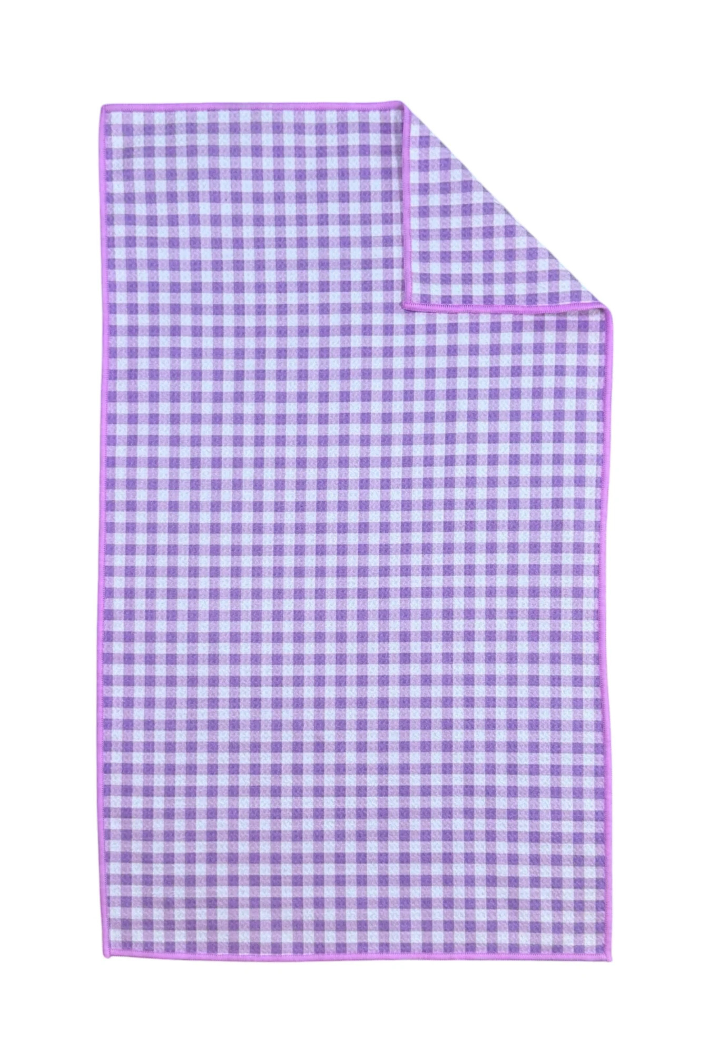 Purple and white checkered microfiber hand towel 