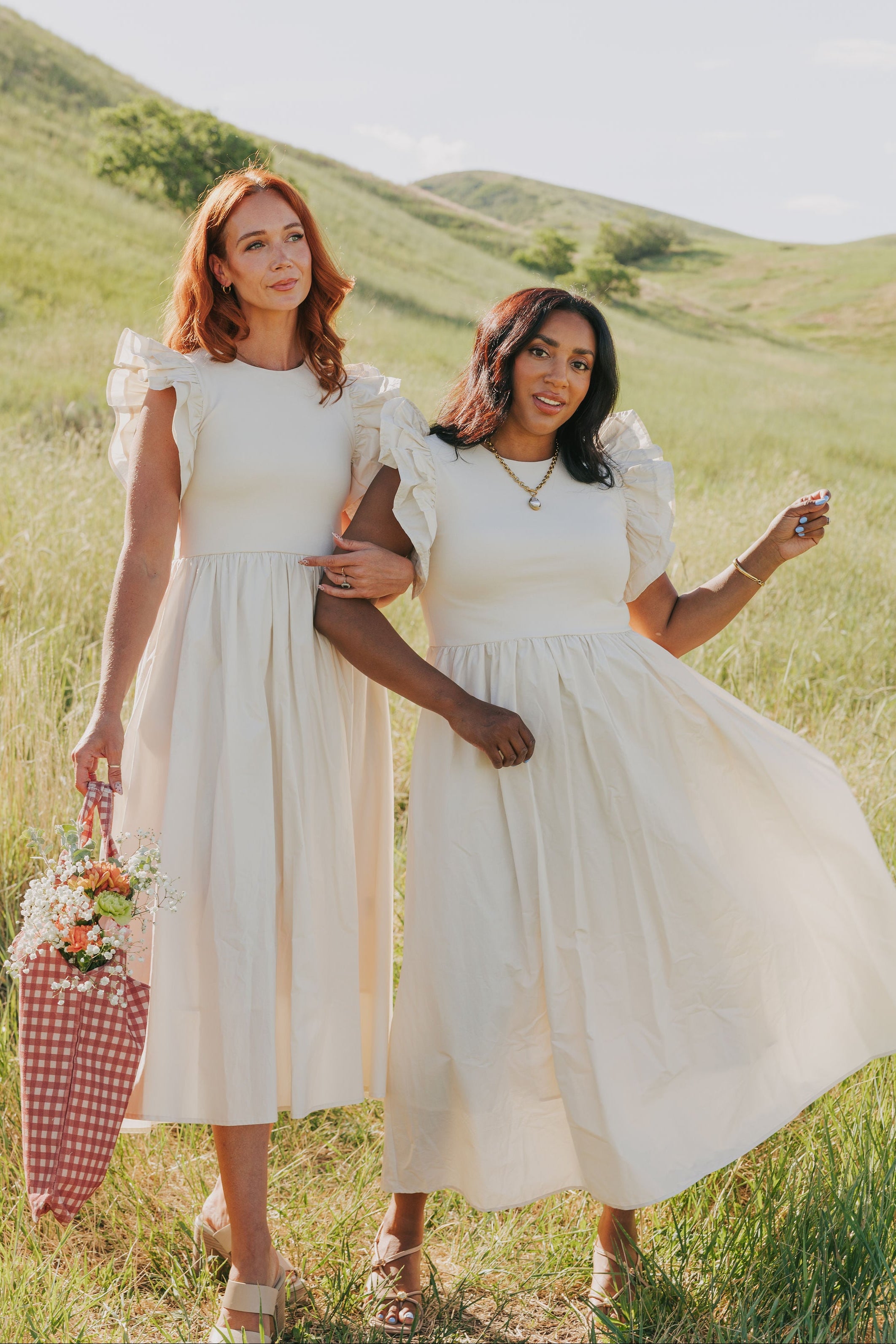 Ruffled cap sleeves/sleeveless maxi dress with contrasting fabric and pockets