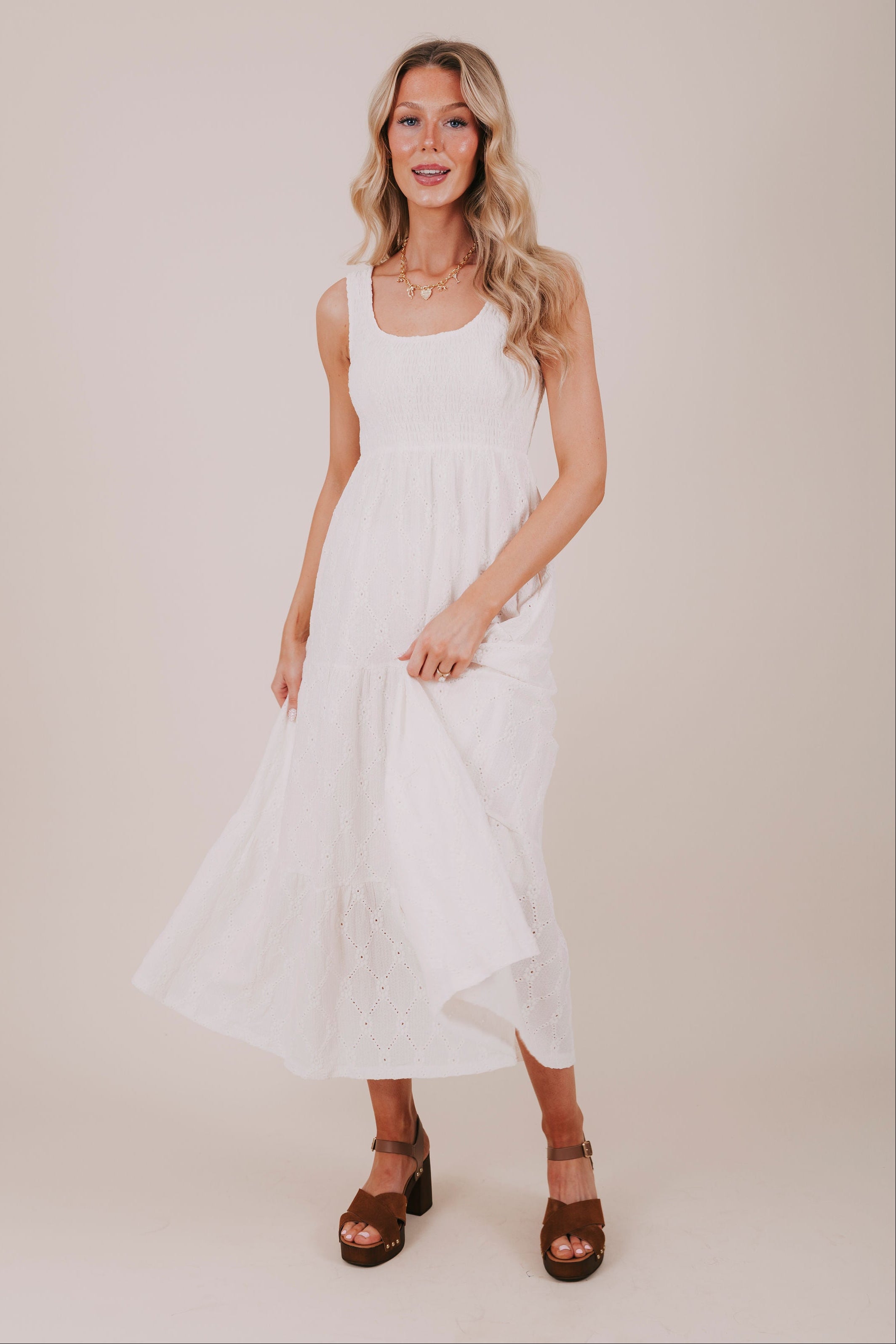 cream shirred dress INCLUSIVE SIZING