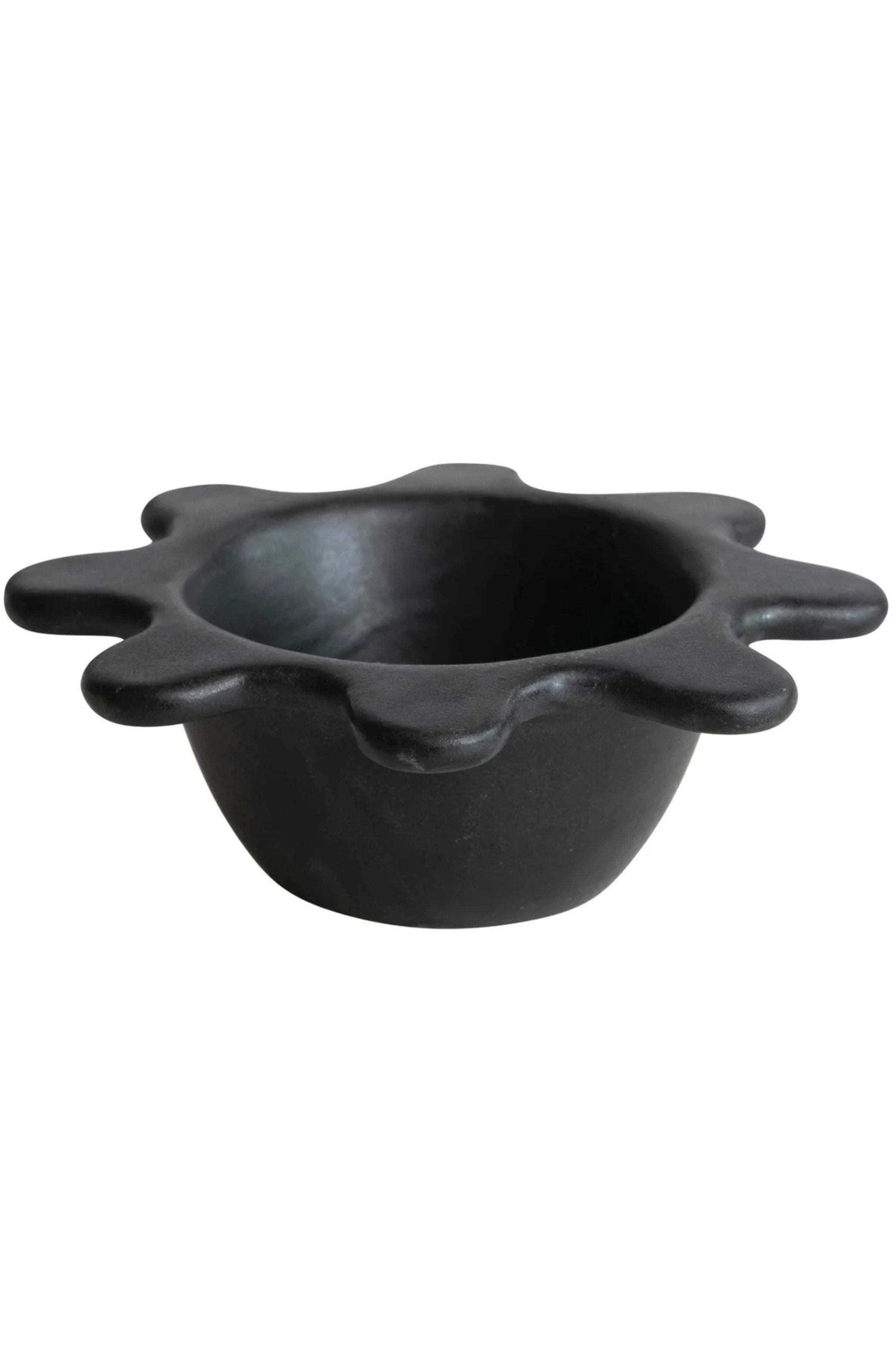 Stoneware Abstract Bowl, Matte Black 