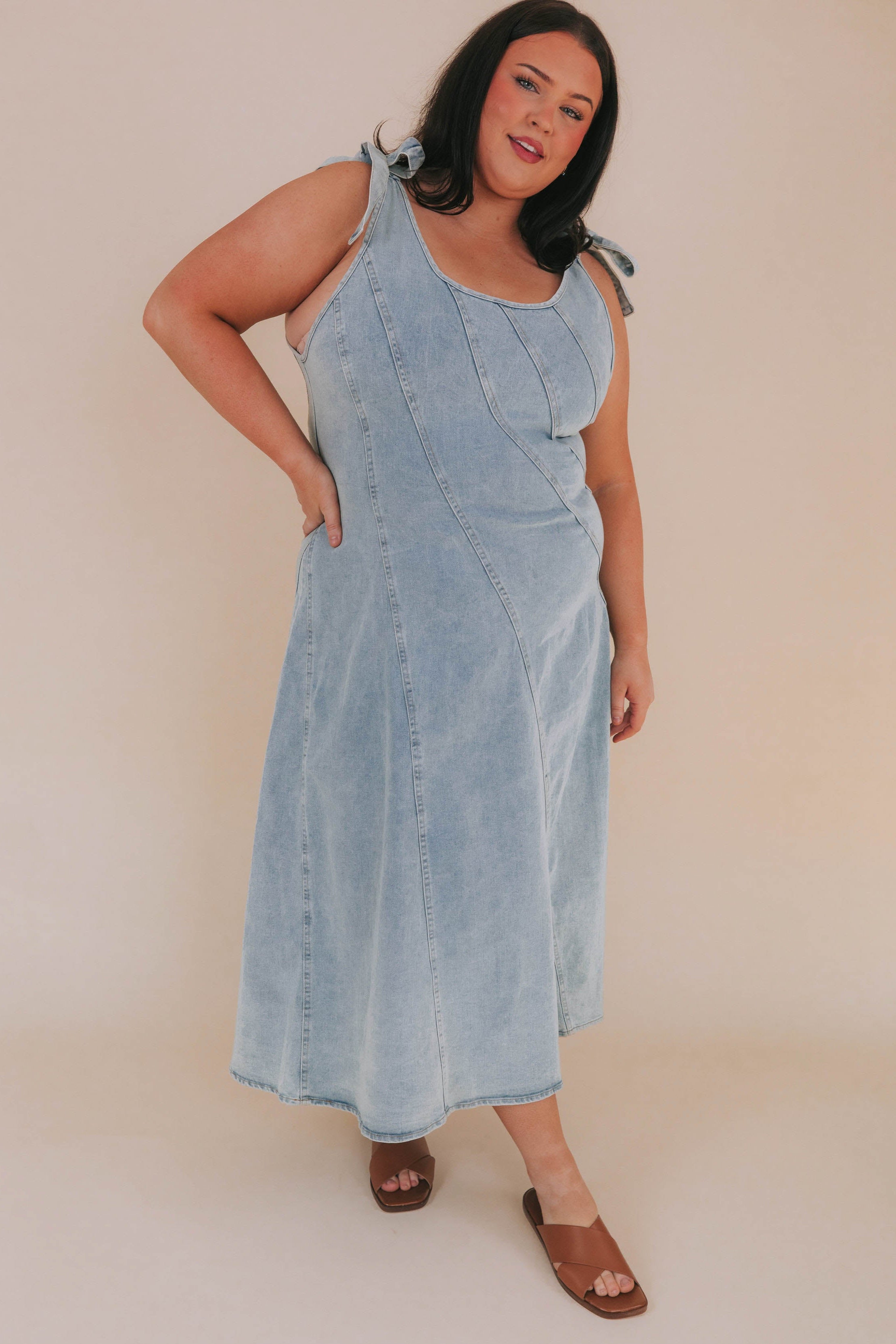 PLUS SIZE - Across The Rooftops Dress 1X / Light Denim PLUS SIZE - Across The Rooftops Dress 1X / Light Denim
