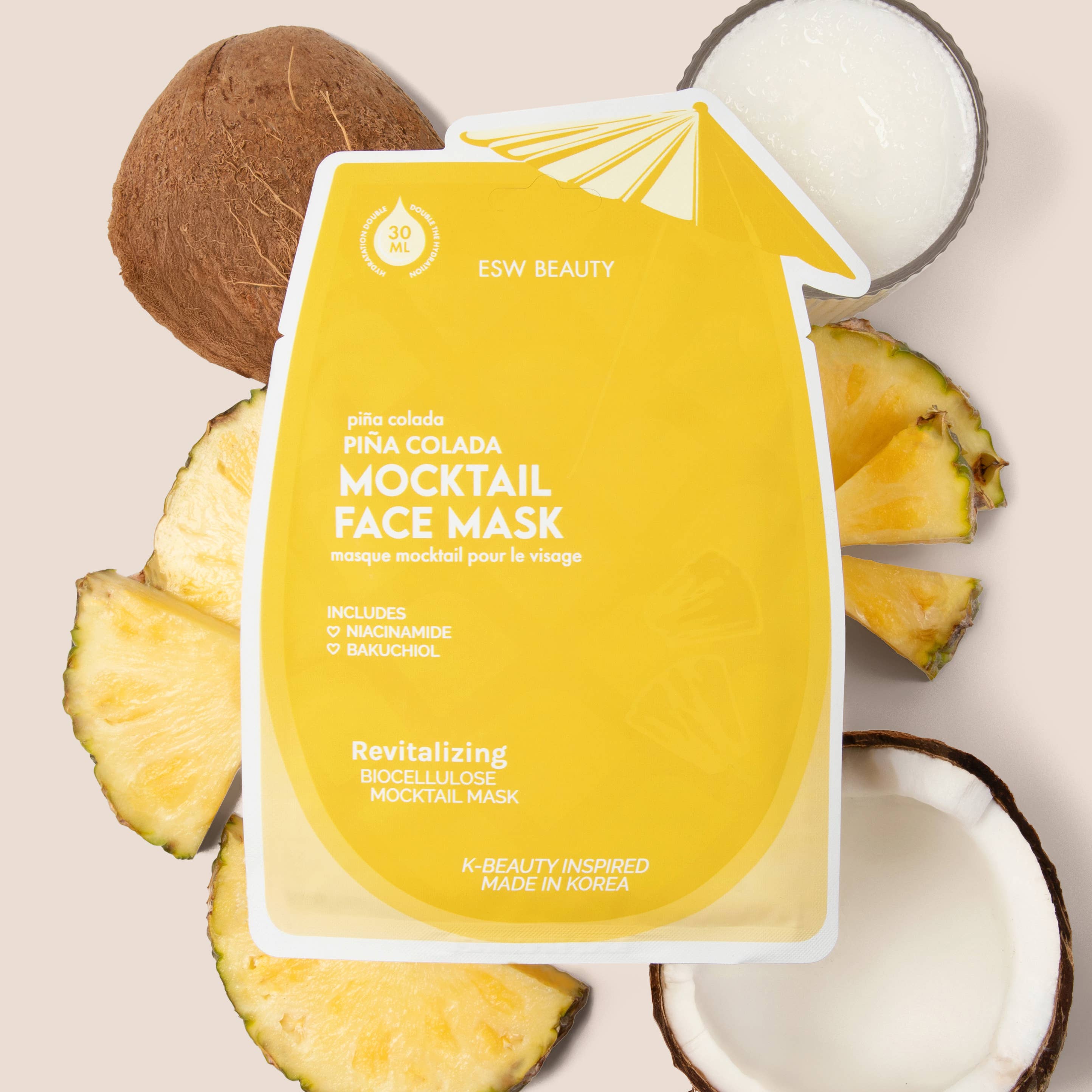 ESW BEAUTY - Piña Colada Revitalizing Biocellulose Mocktail Mask