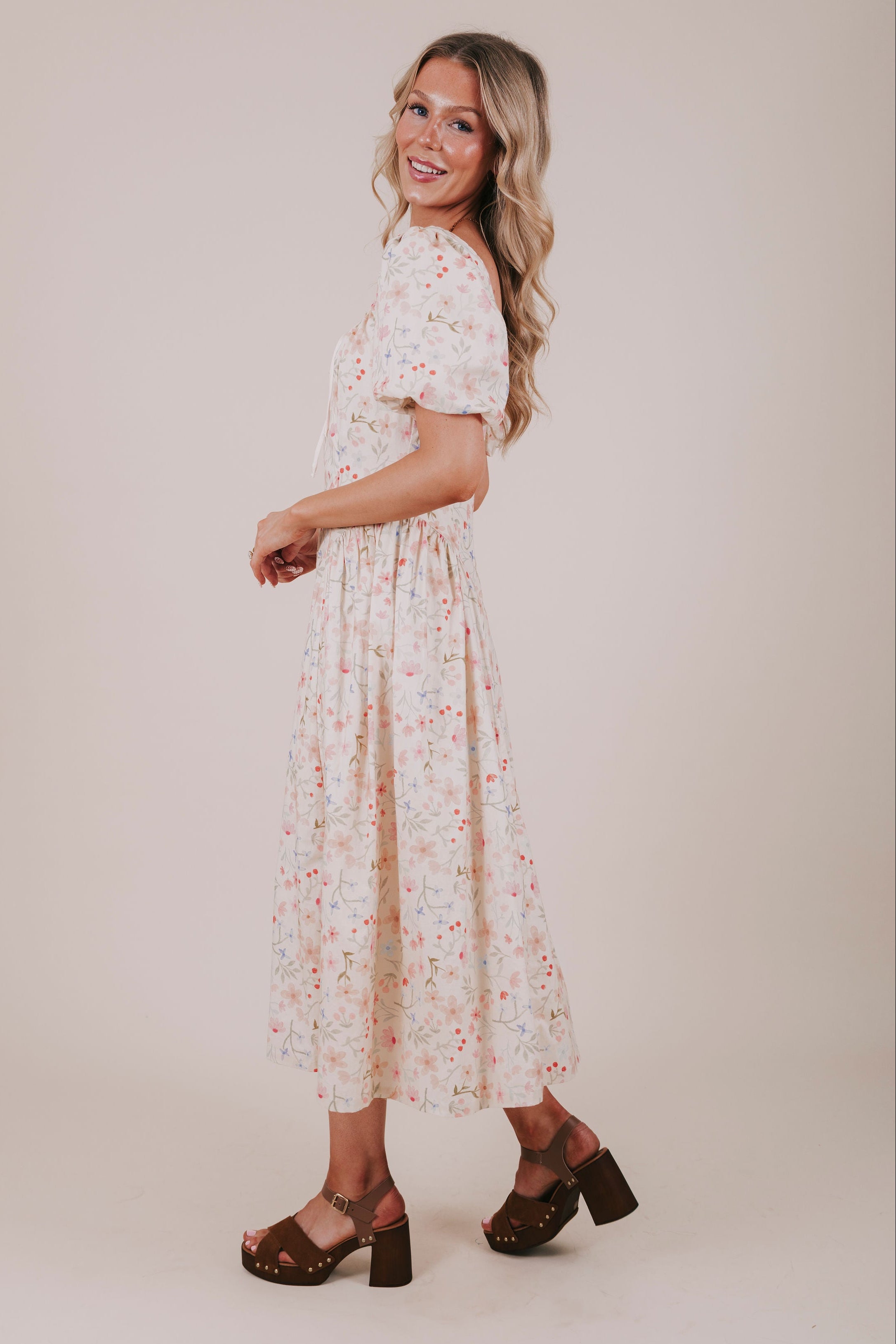 side gathered midi dress INCLUSIVE SIZING