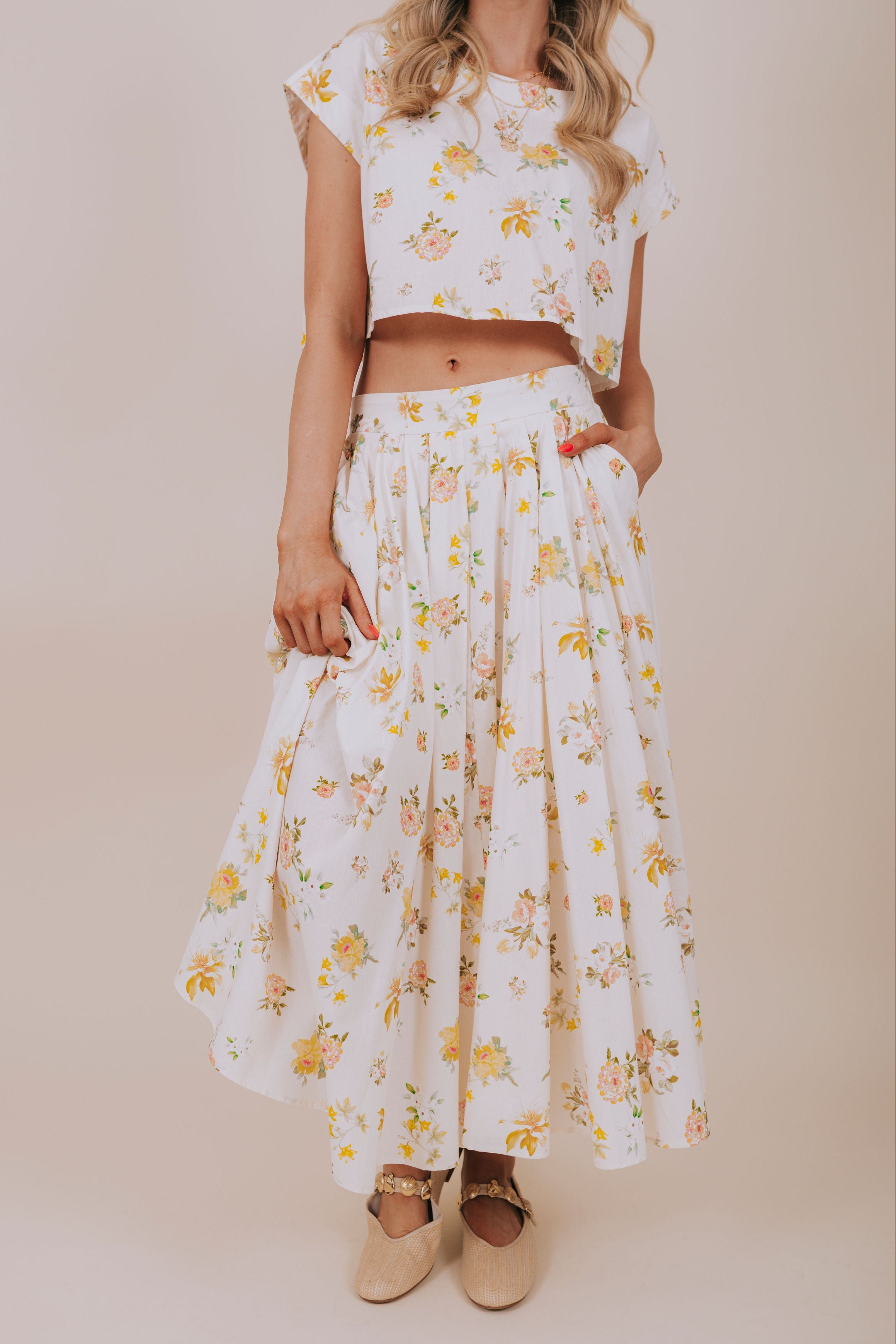 floral maxi skirt set front