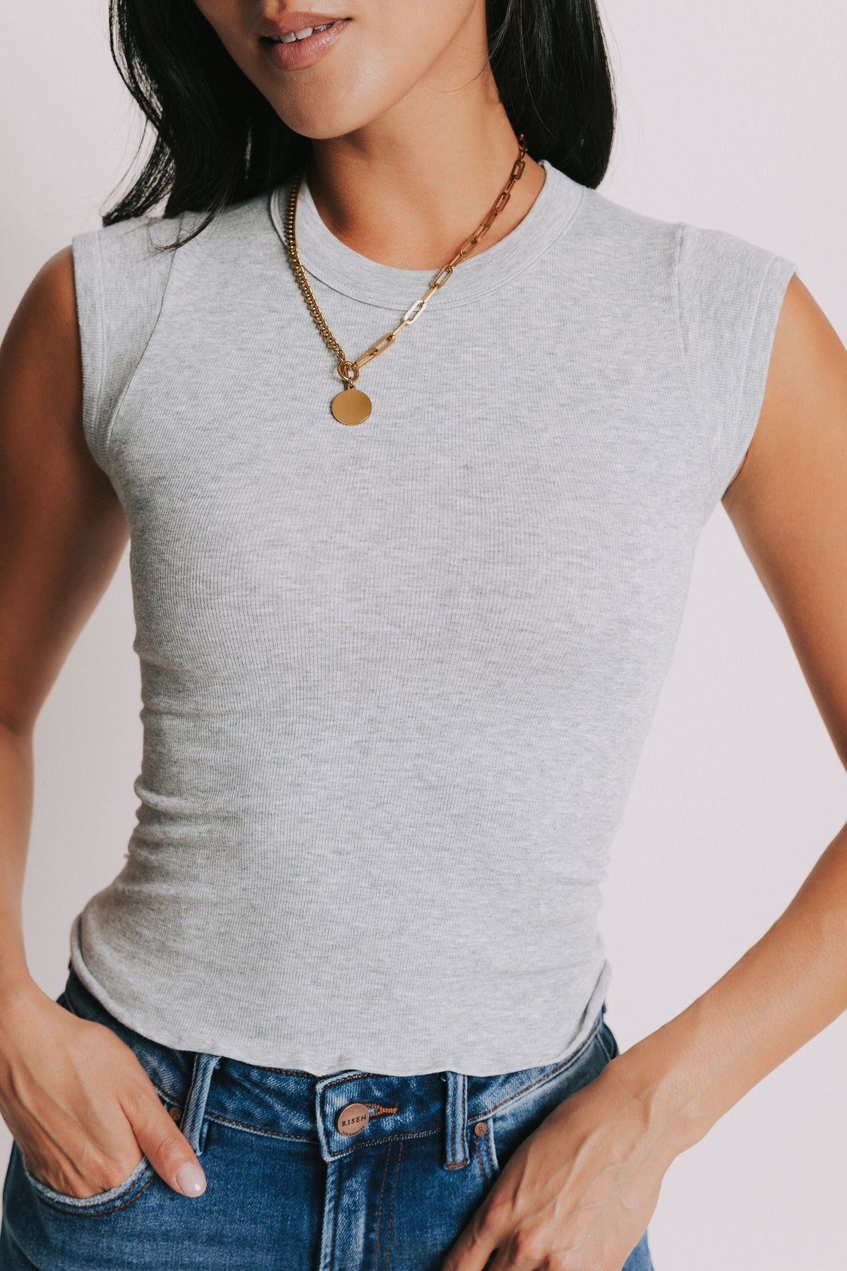 free people so soft seamless baby tee grey