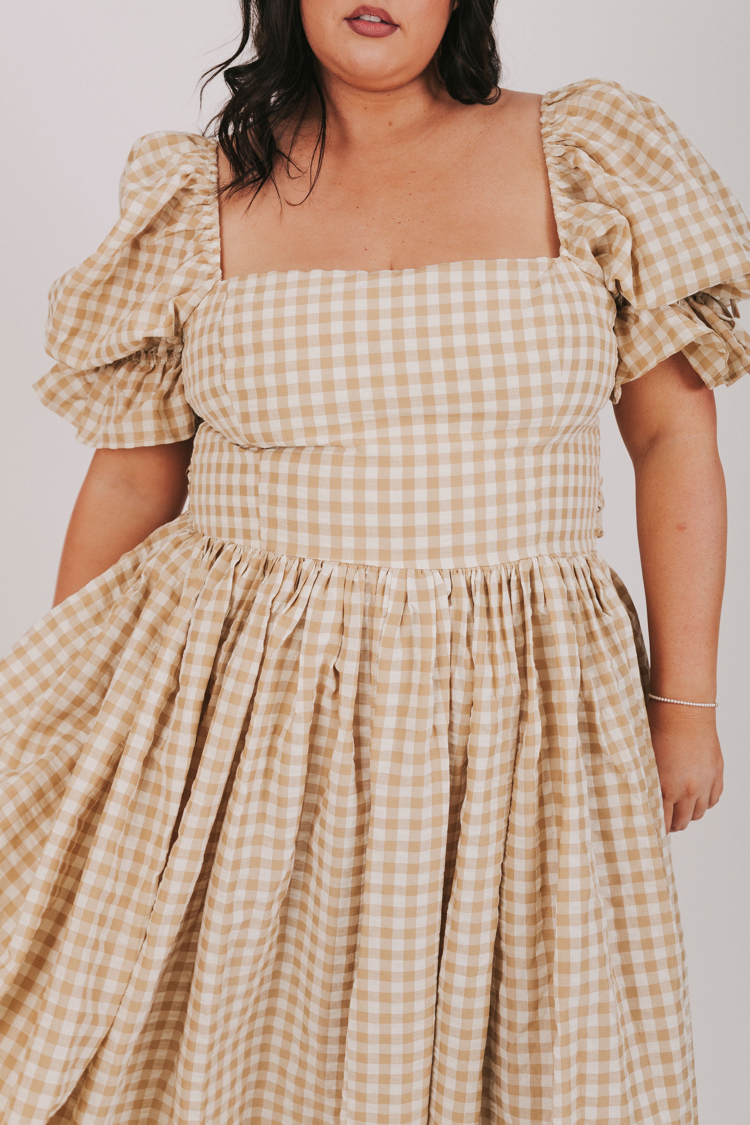 gingham midi dress with sleeves EXCLUSIVE - French Countryside Dress