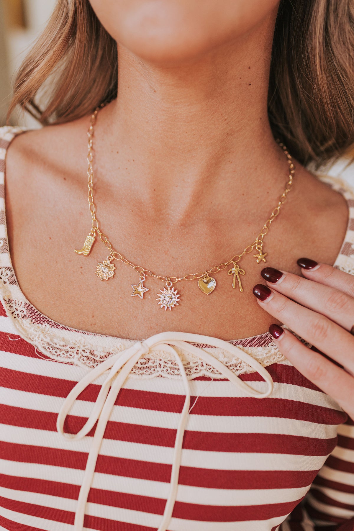 gold chain charm necklace
