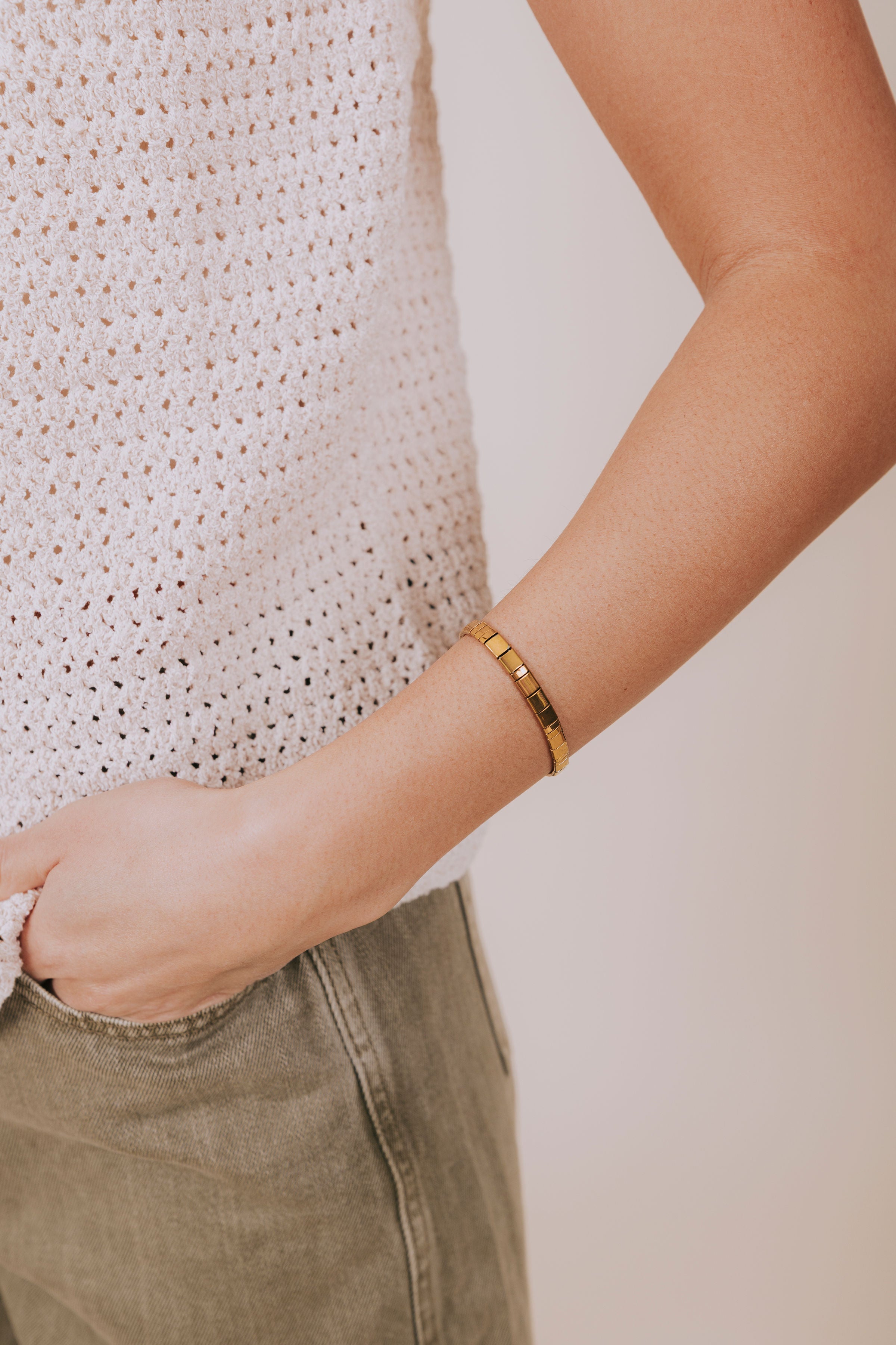 gold rectangle elastic bracelet