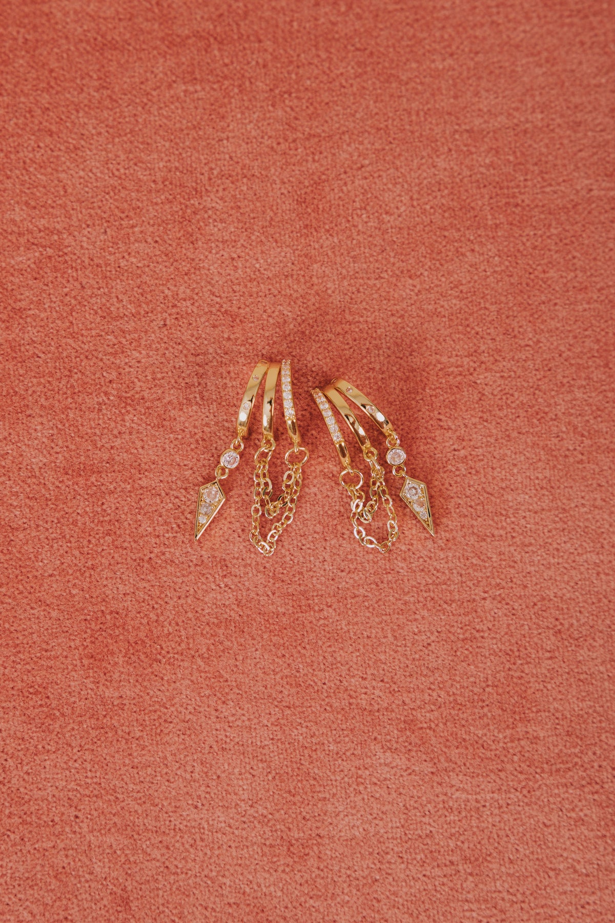 gold triple stud hoop front