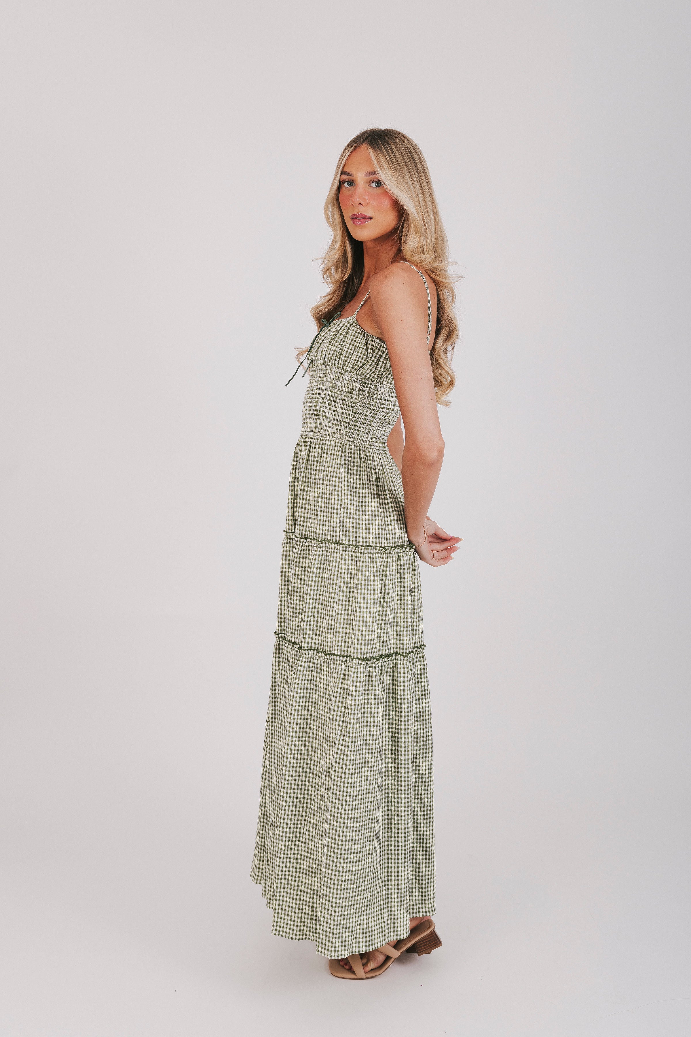olive green gingham dress The Meghan Mini Gingham Dress In Olive Green by Brunna.Co