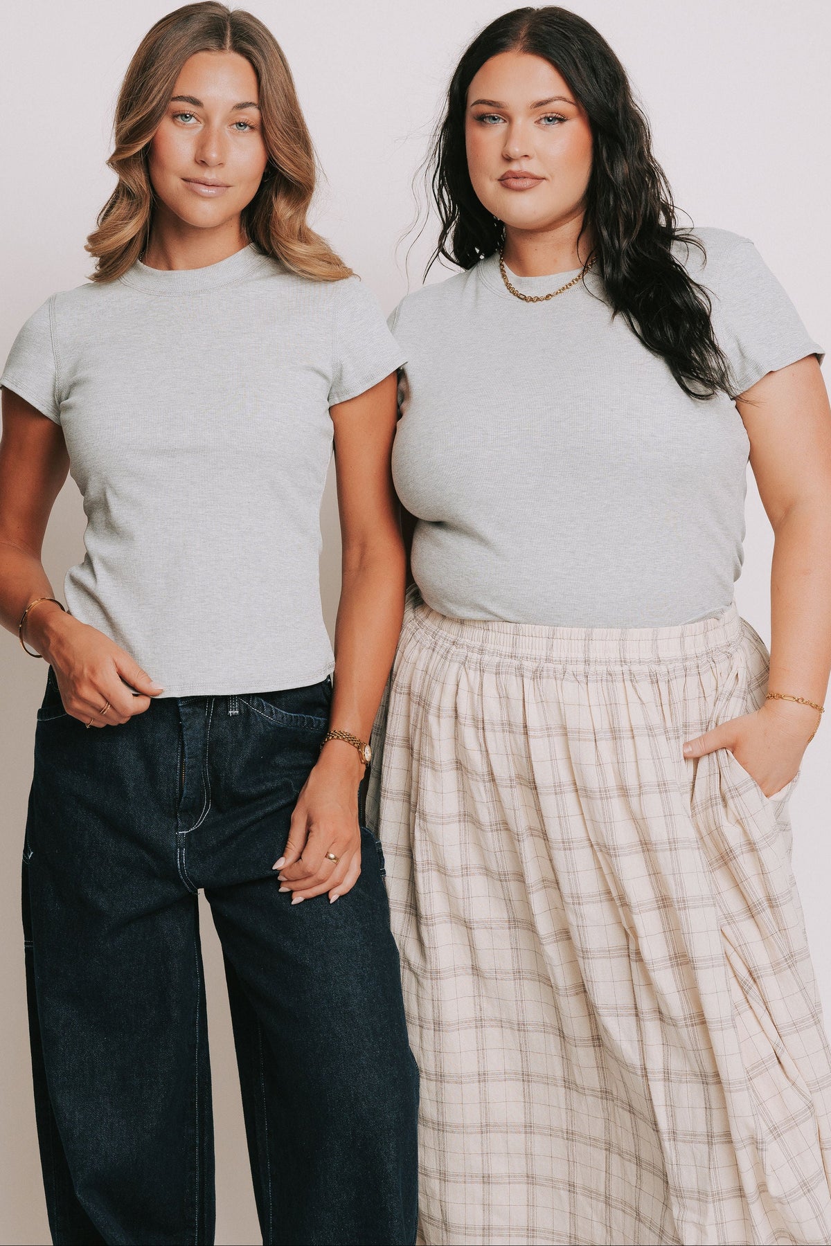 grey ribbed short sleeve top with raw seams