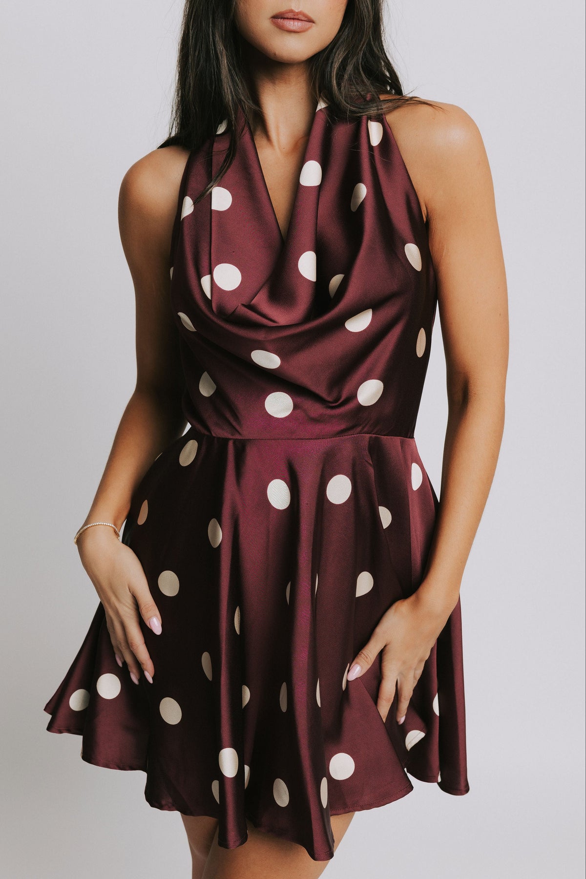 halter polka dot mini dress 