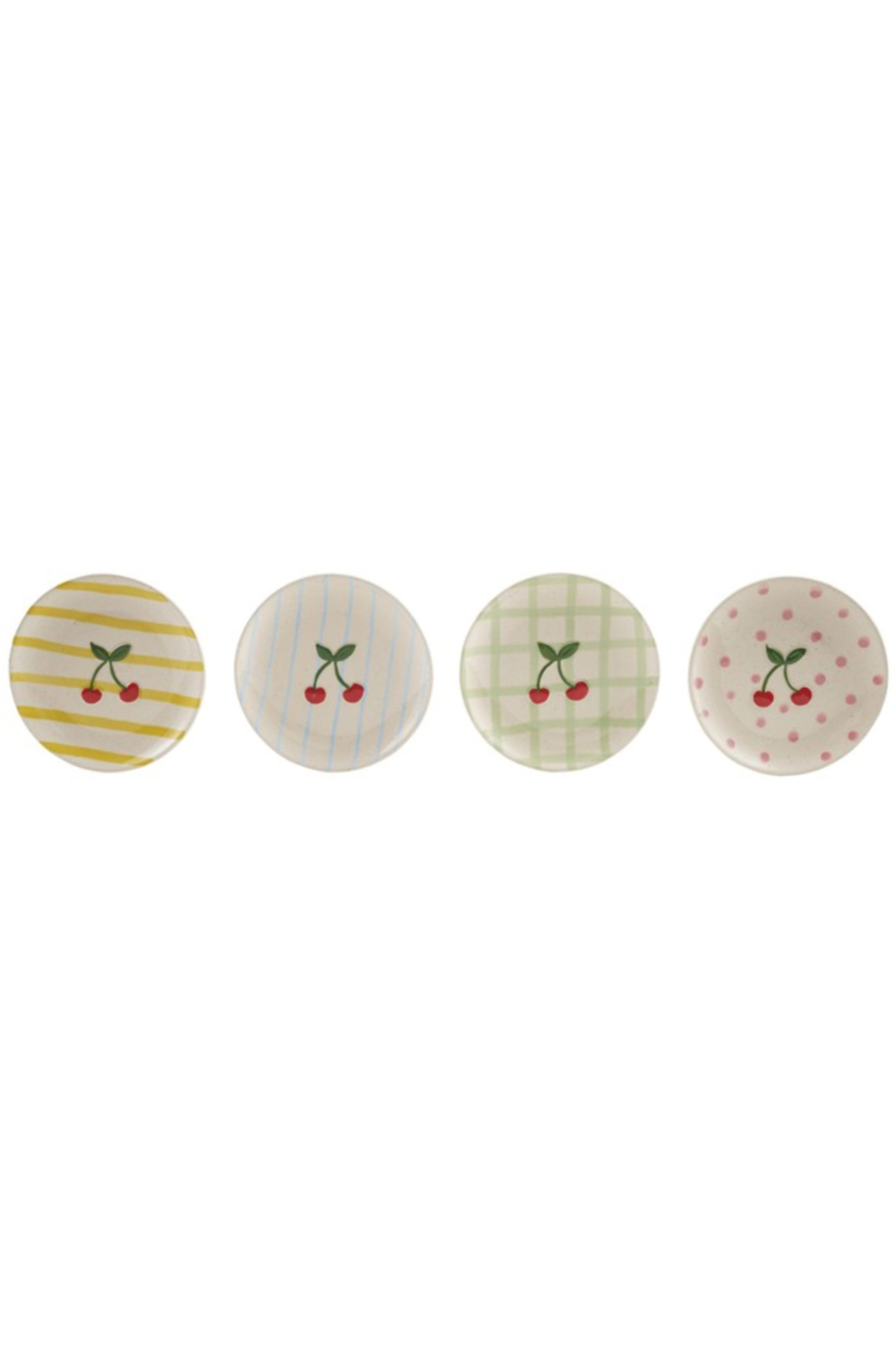 HAZEL MAZEL - Hand-Painted Stoneware Plate w/ Pattern Cherries - 4 Colors