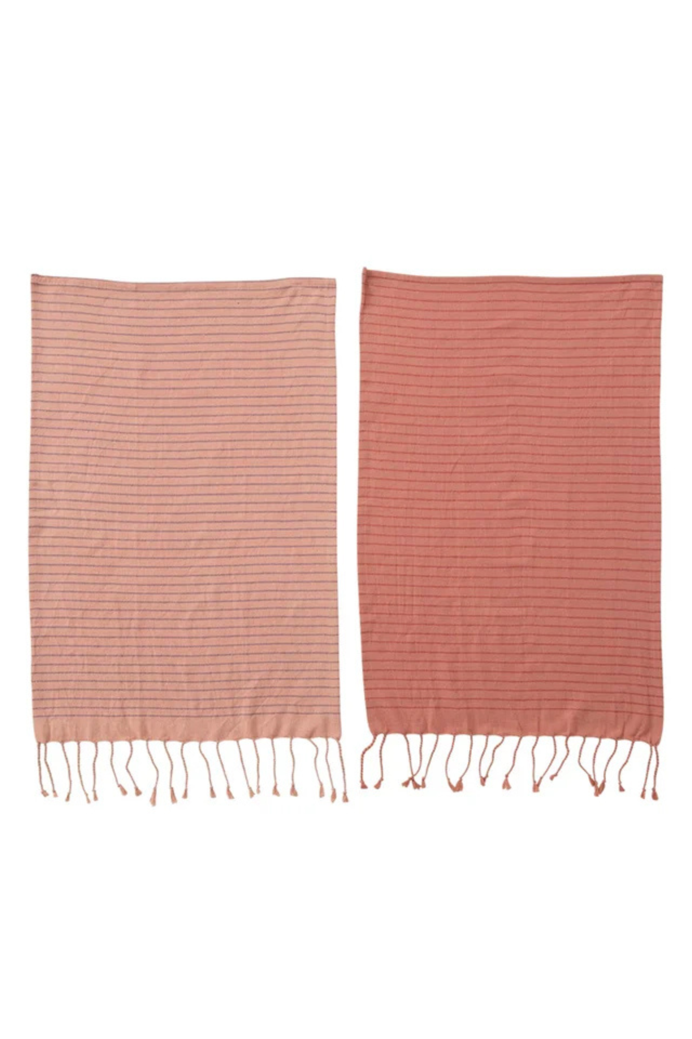 Turkish Cotton Tea Towel with Stripe and Fringe - 2 Colors