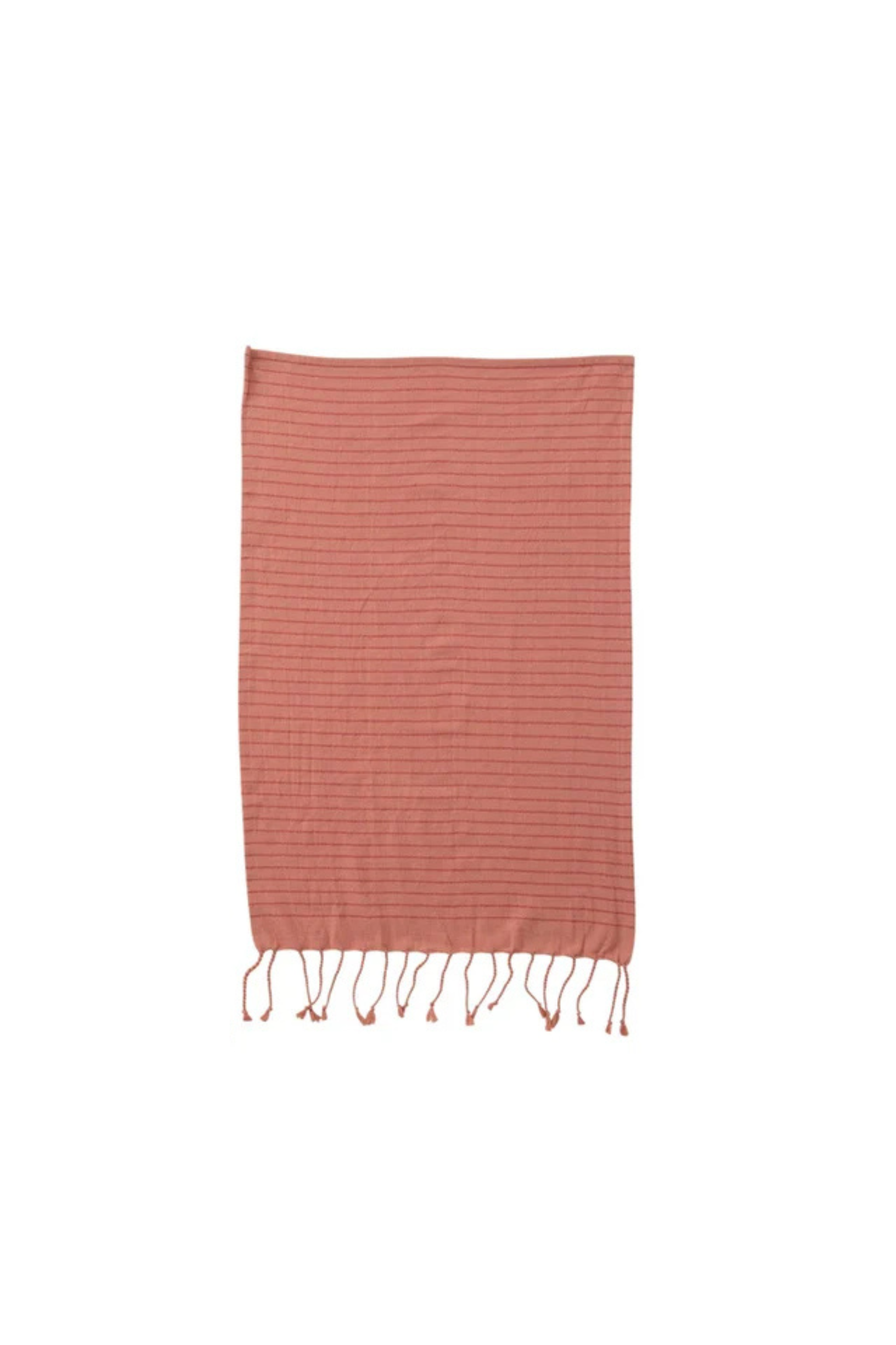 Turkish Cotton Tea Towel with Stripe and Fringe - 2 Colors