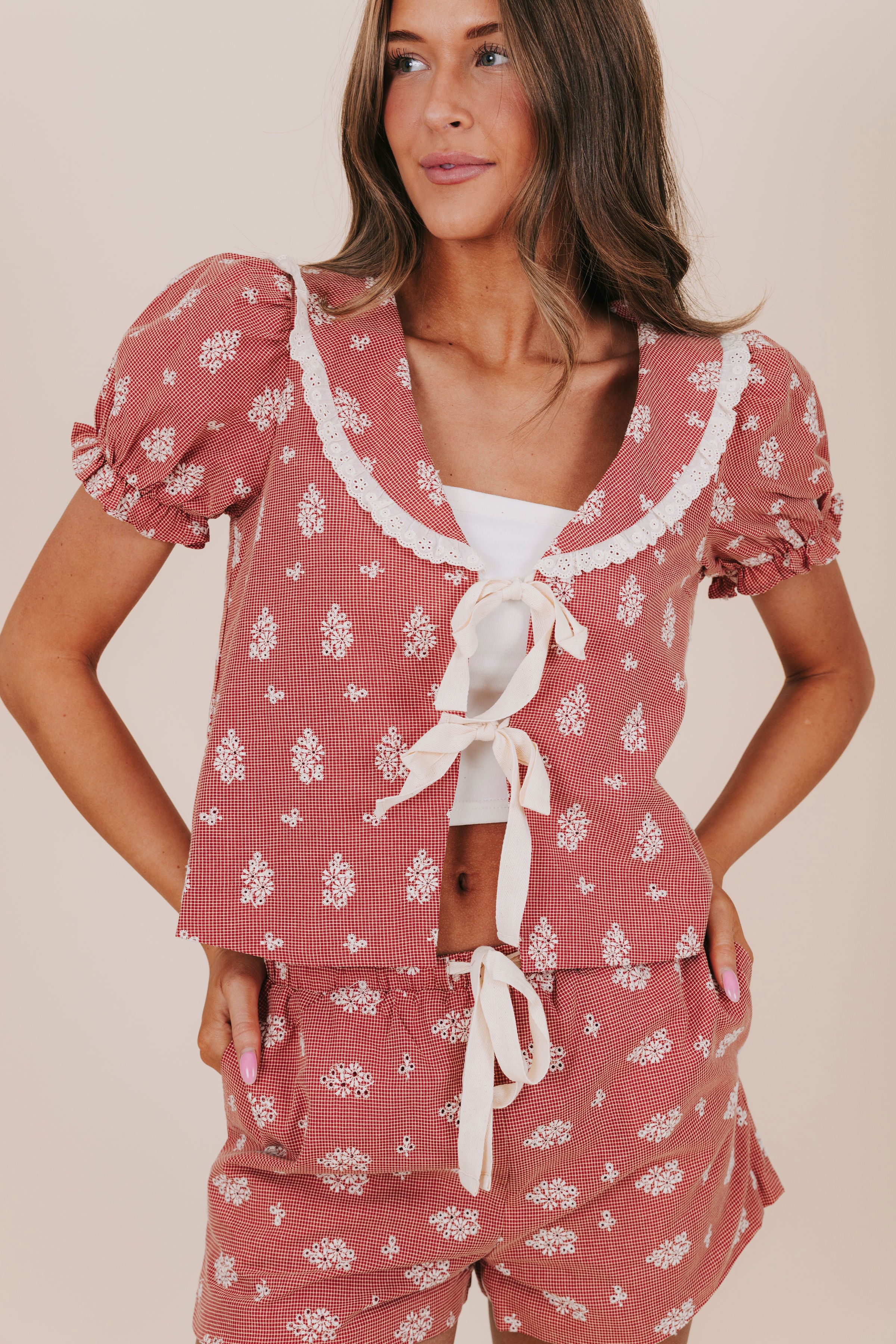 inclusive sizing embroidered gingham matching set