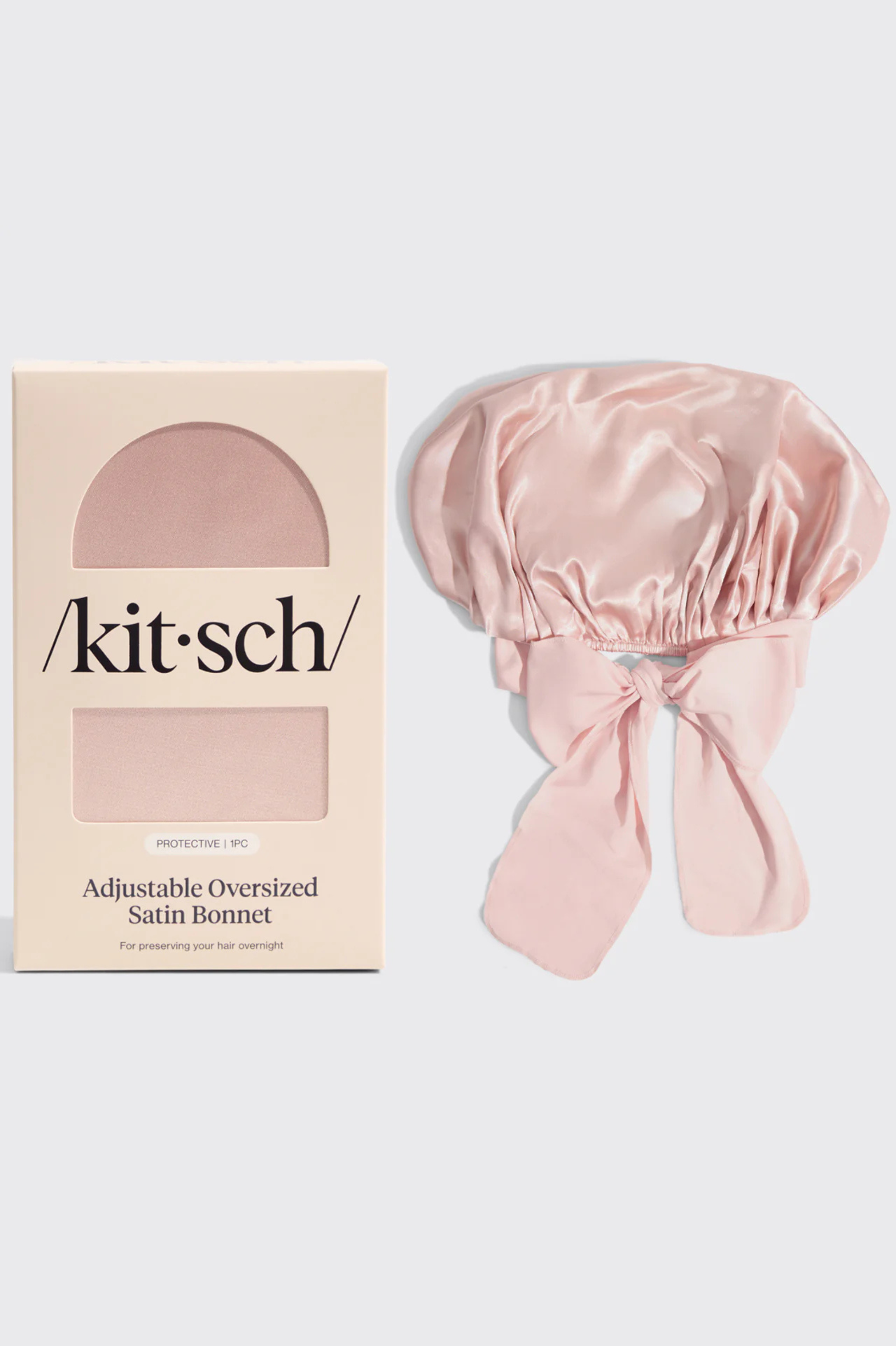 KITSCH - Adjustable Oversized Satin Bonnet - Blush