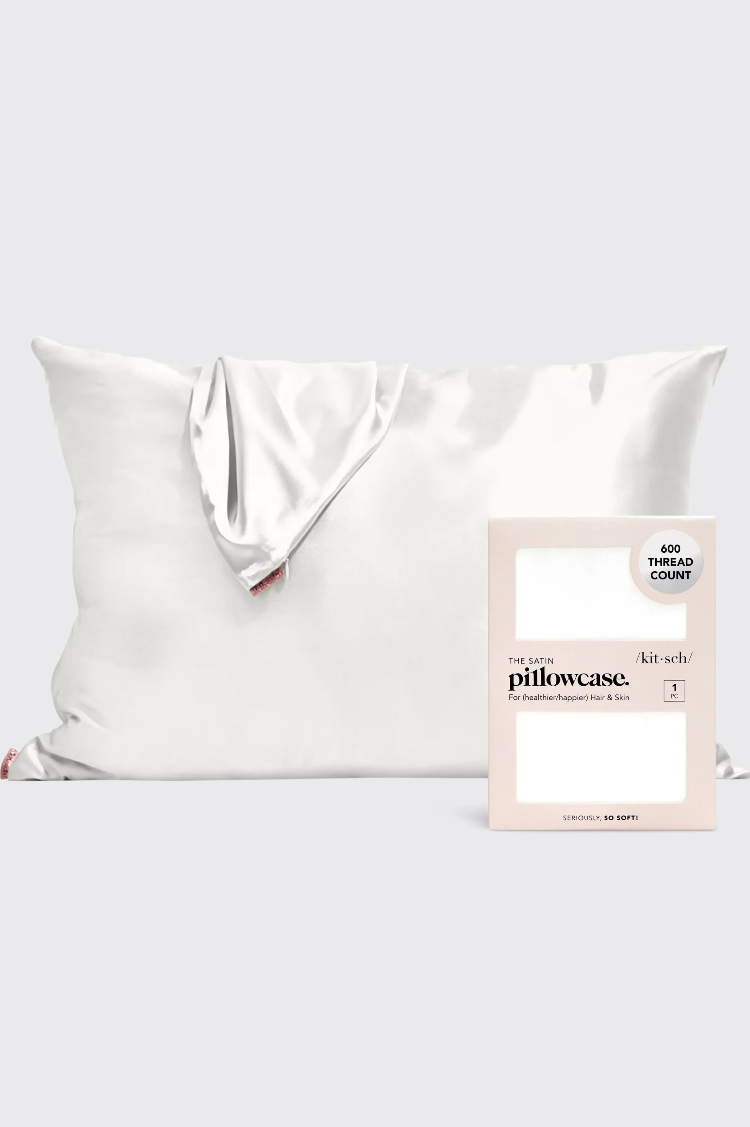 KITSCH - Satin Standard Pillowcase - Ivory
